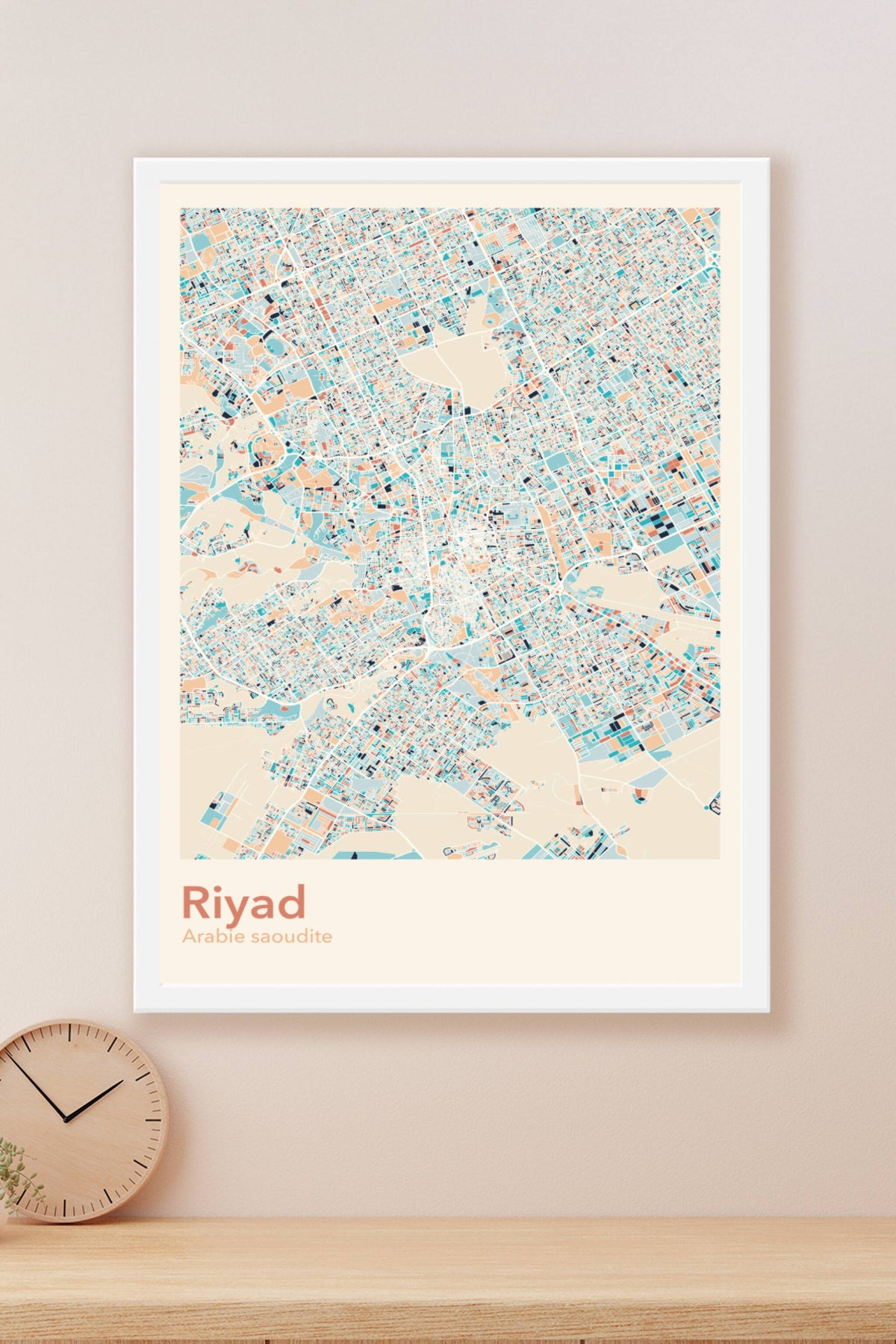 Plan de Riyad coloré - Carte personnalisée