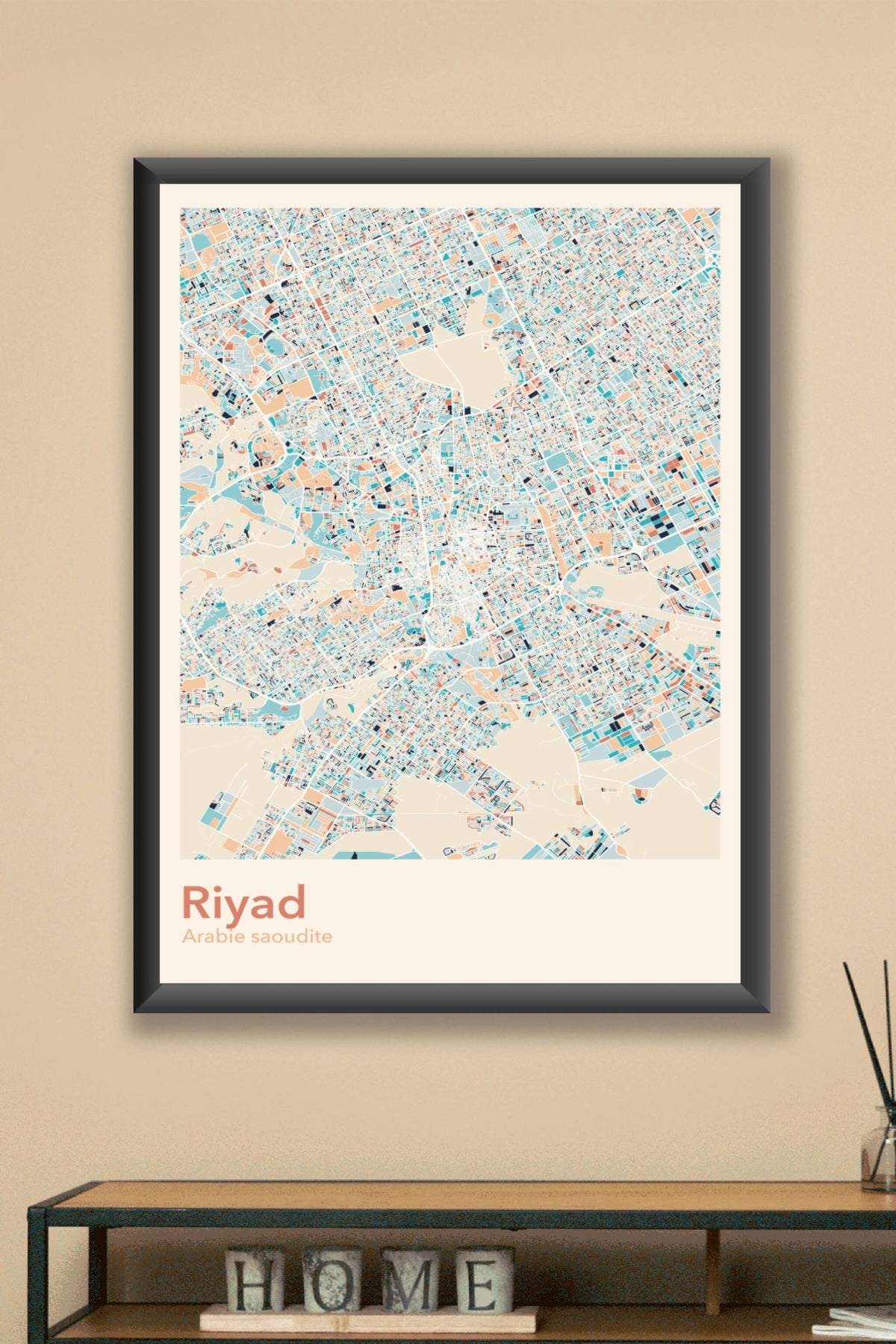 Plan de Riyad coloré - Carte personnalisée