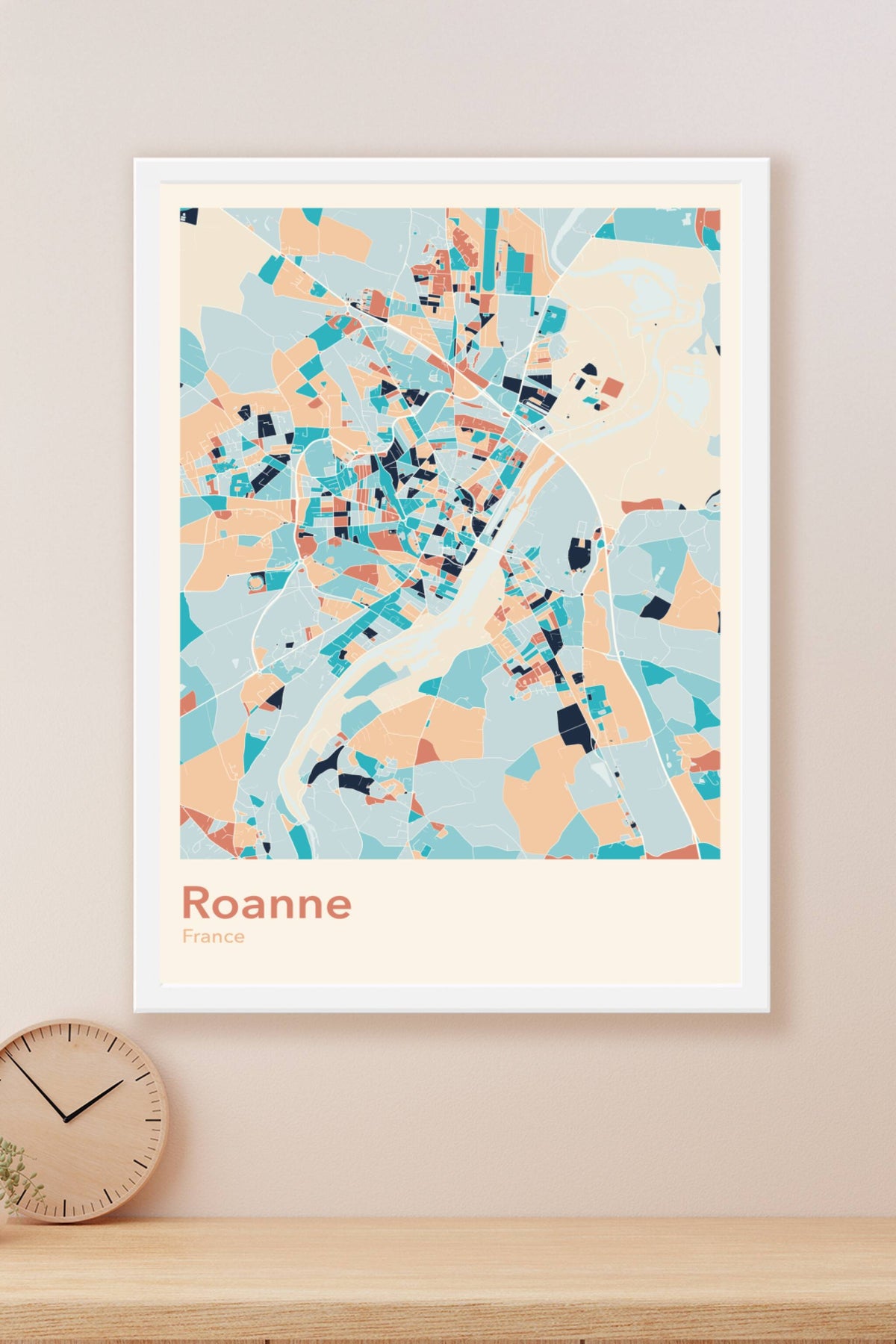 Plan de Roanne coloré - Carte personnalisée