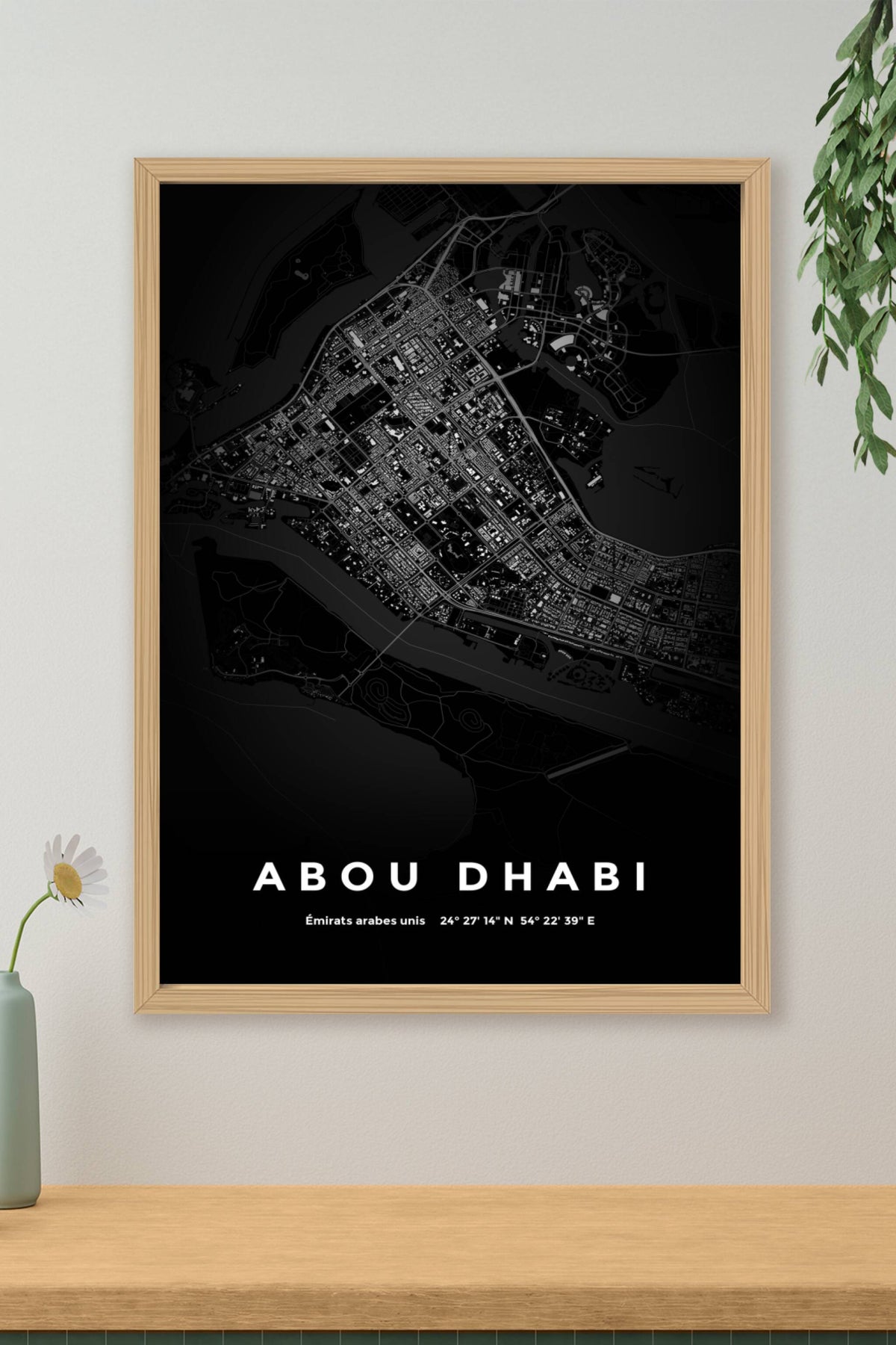 Carte d'Abou Dhabi nuit - Affiche personnalisée