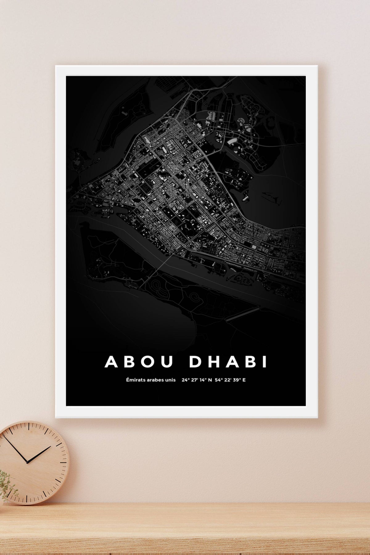 Carte d'Abou Dhabi nuit - Affiche personnalisée