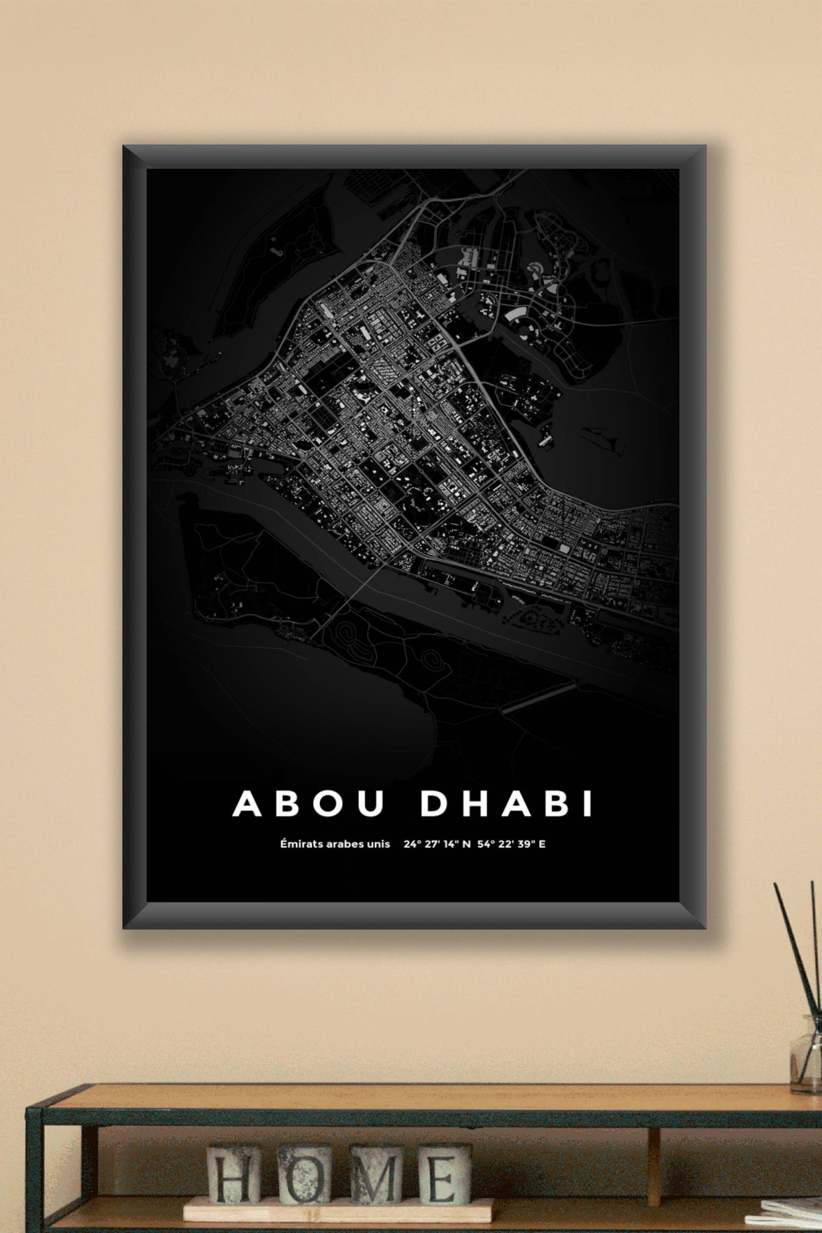Carte d'Abou Dhabi nuit - Affiche personnalisée