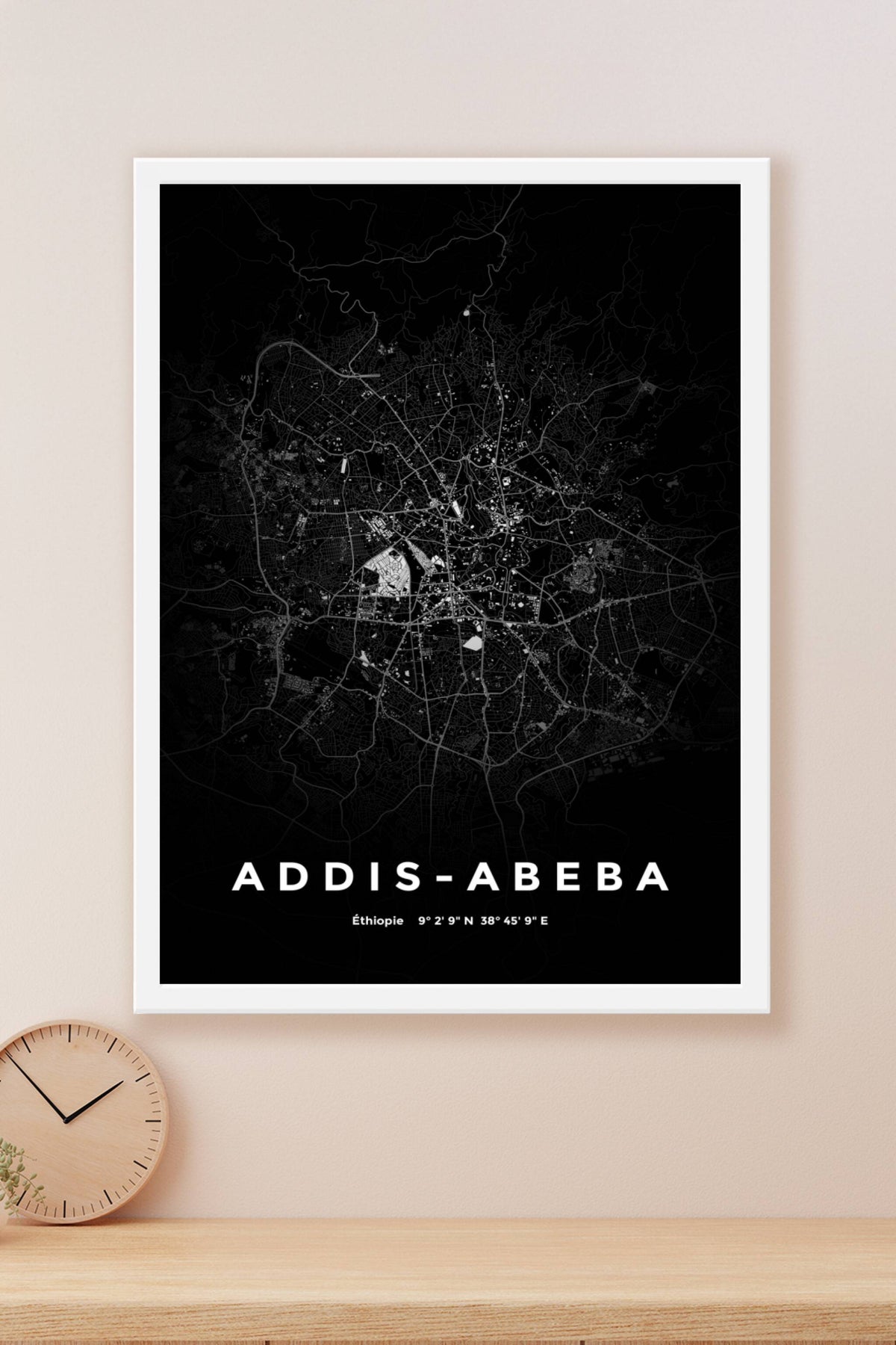 Carte d'Addis-Abeba nuit - Affiche personnalisée