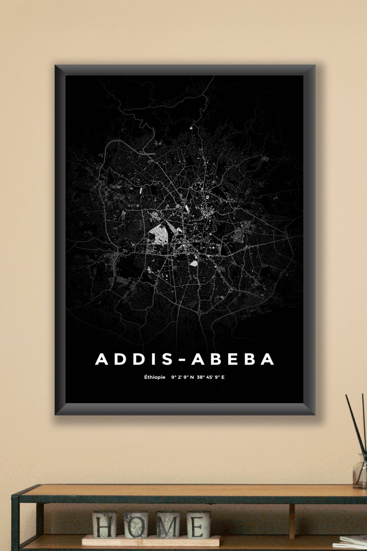 Carte d'Addis-Abeba nuit - Affiche personnalisée