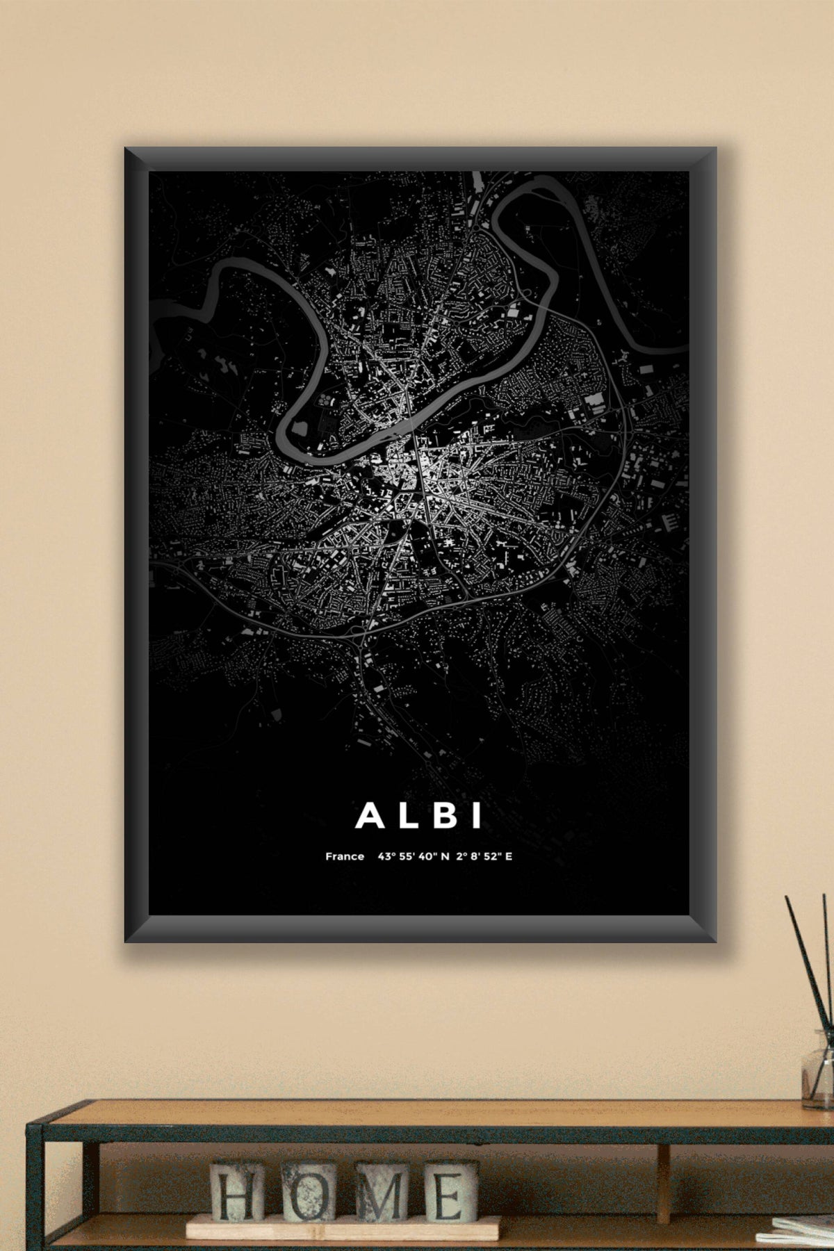 Carte d'Albi nuit - Affiche personnalisée