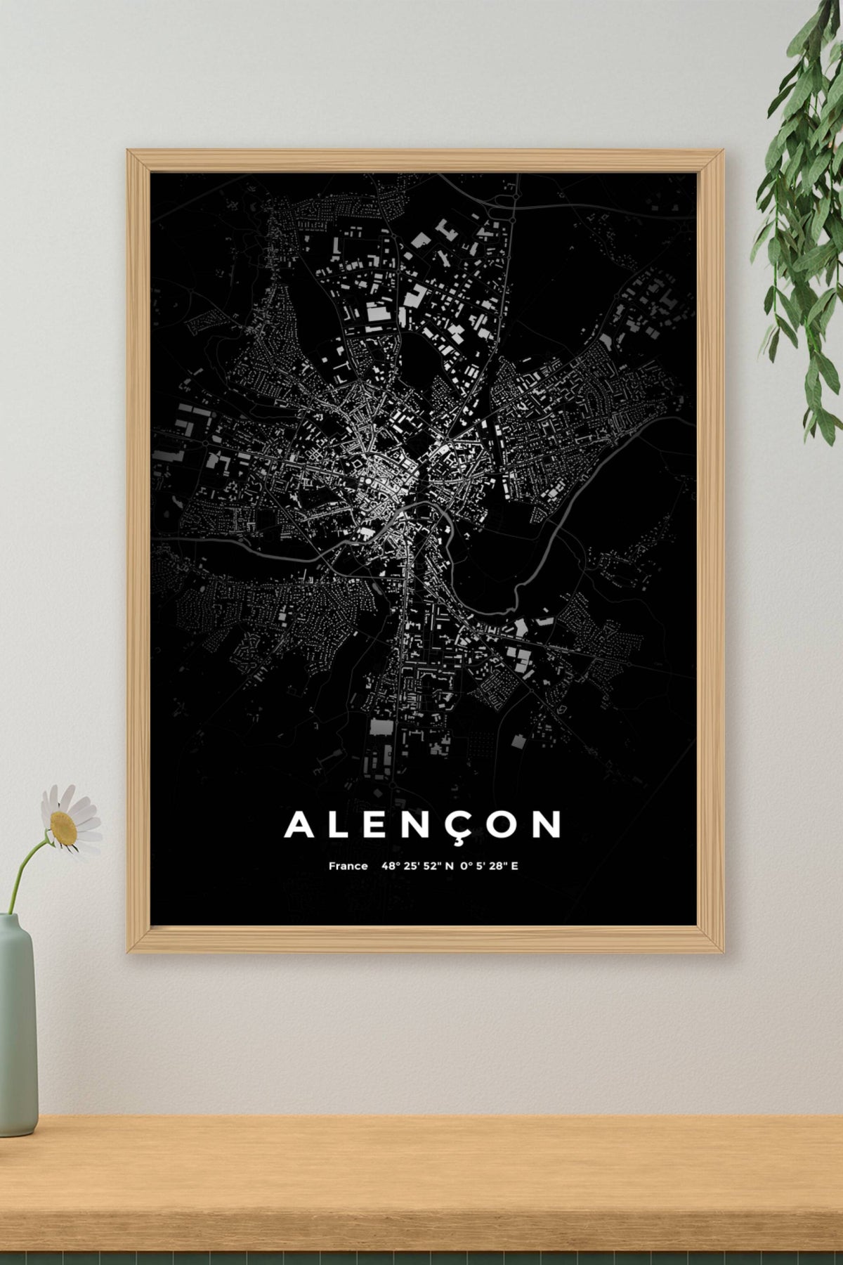 Carte d'Alençon nuit - Affiche personnalisée