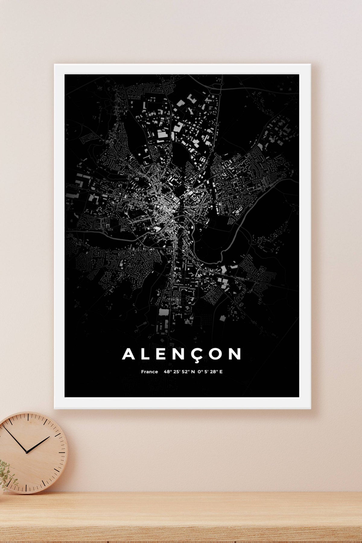 Carte d'Alençon nuit - Affiche personnalisée