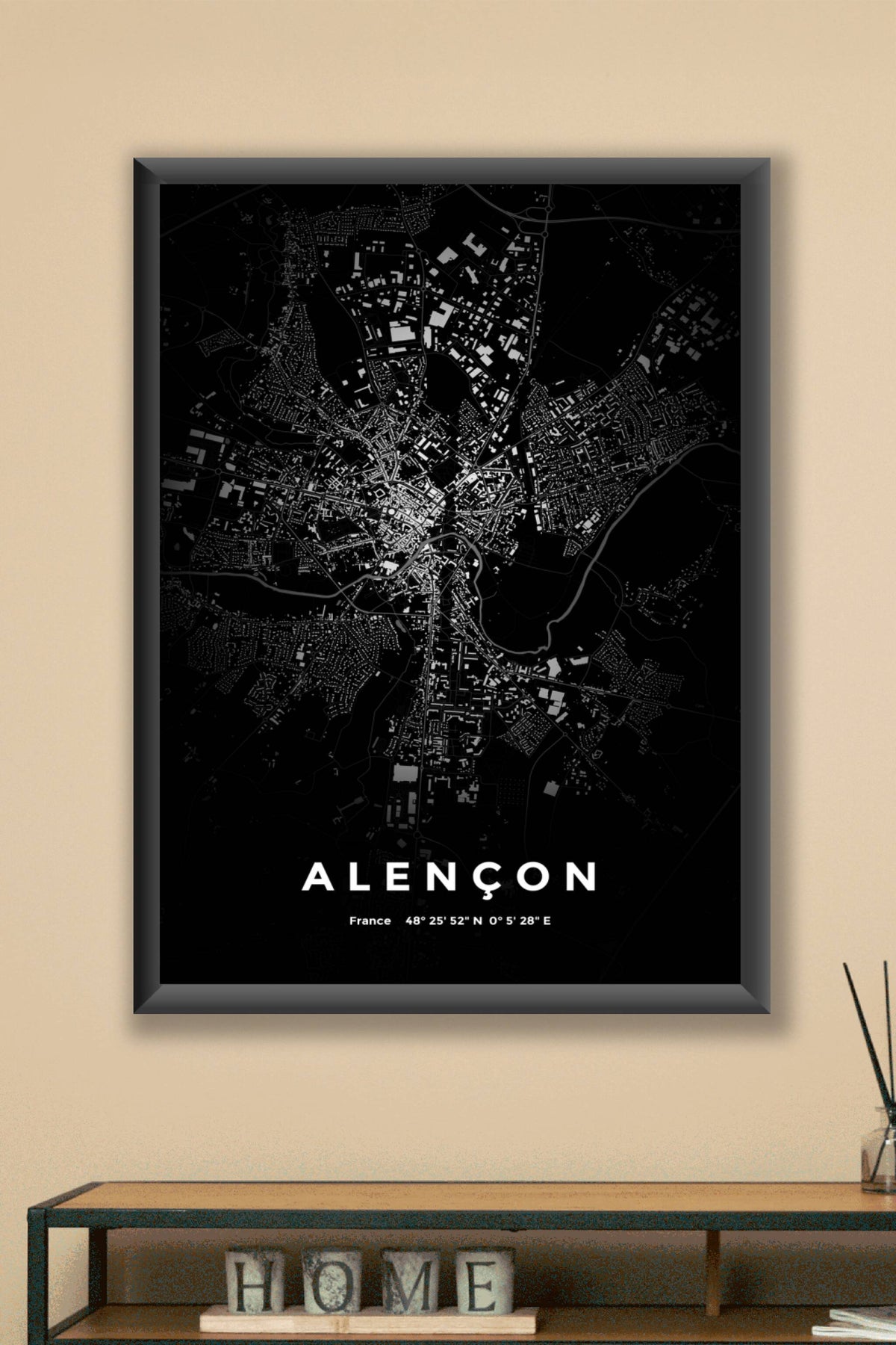 Carte d'Alençon nuit - Affiche personnalisée
