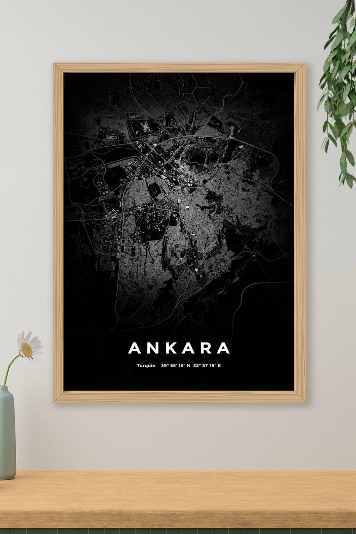 Carte d'Ankara nuit - Affiche personnalisée