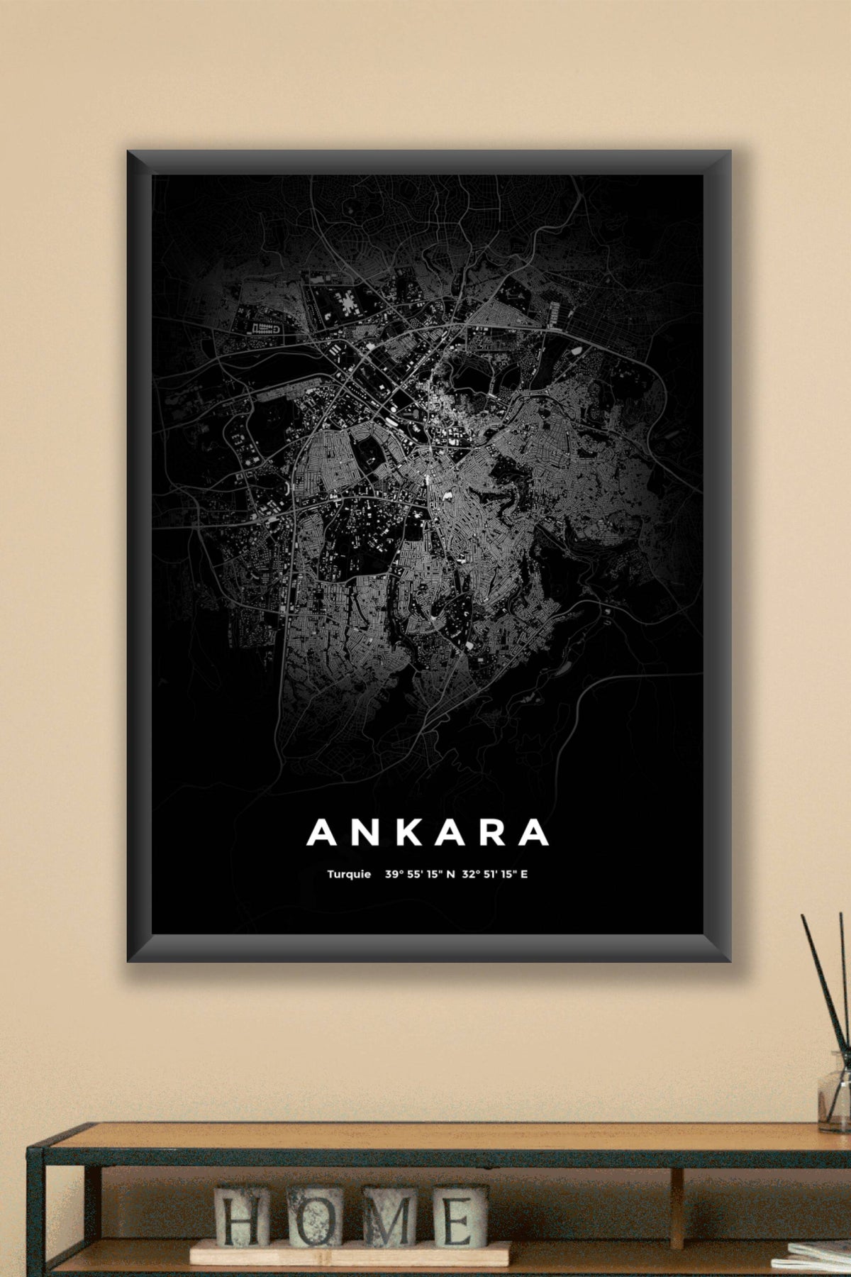 Carte d'Ankara nuit - Affiche personnalisée