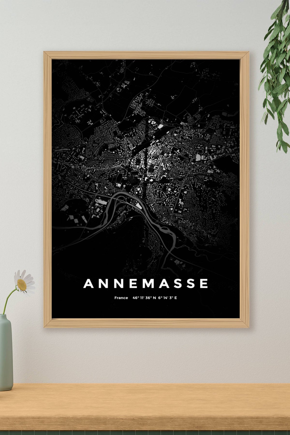 Carte d'Annemasse nuit - Affiche personnalisée