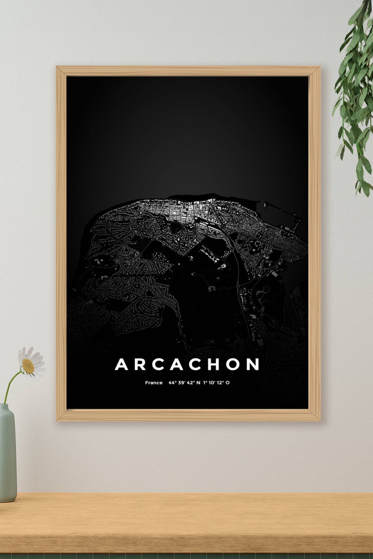 Carte d'Arcachon nuit - Affiche personnalisée