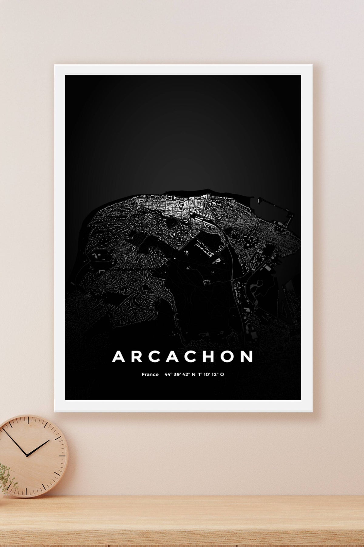 Carte d'Arcachon nuit - Affiche personnalisée