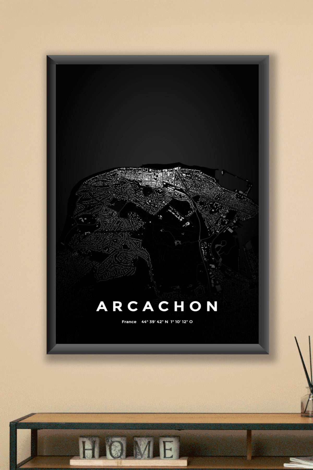 Carte d'Arcachon nuit - Affiche personnalisée