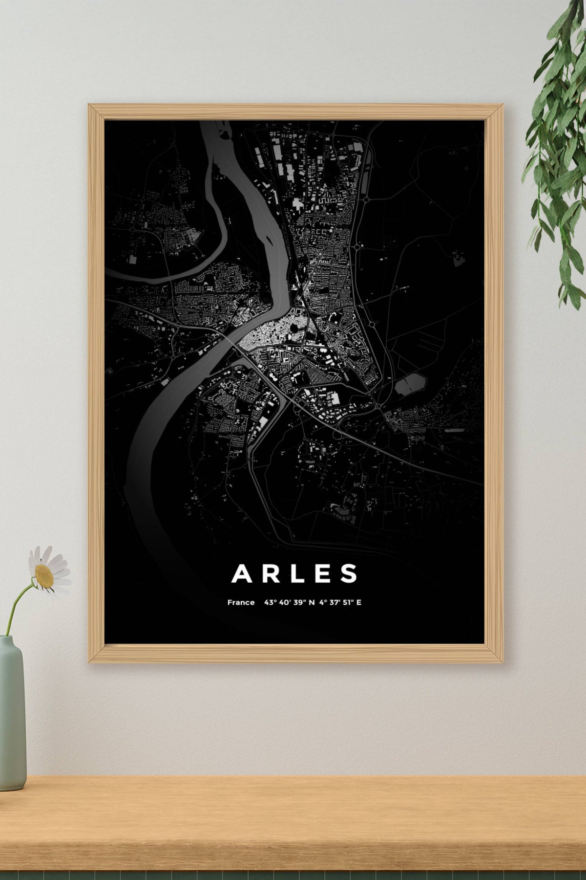 Carte d'Arles nuit - Affiche personnalisée