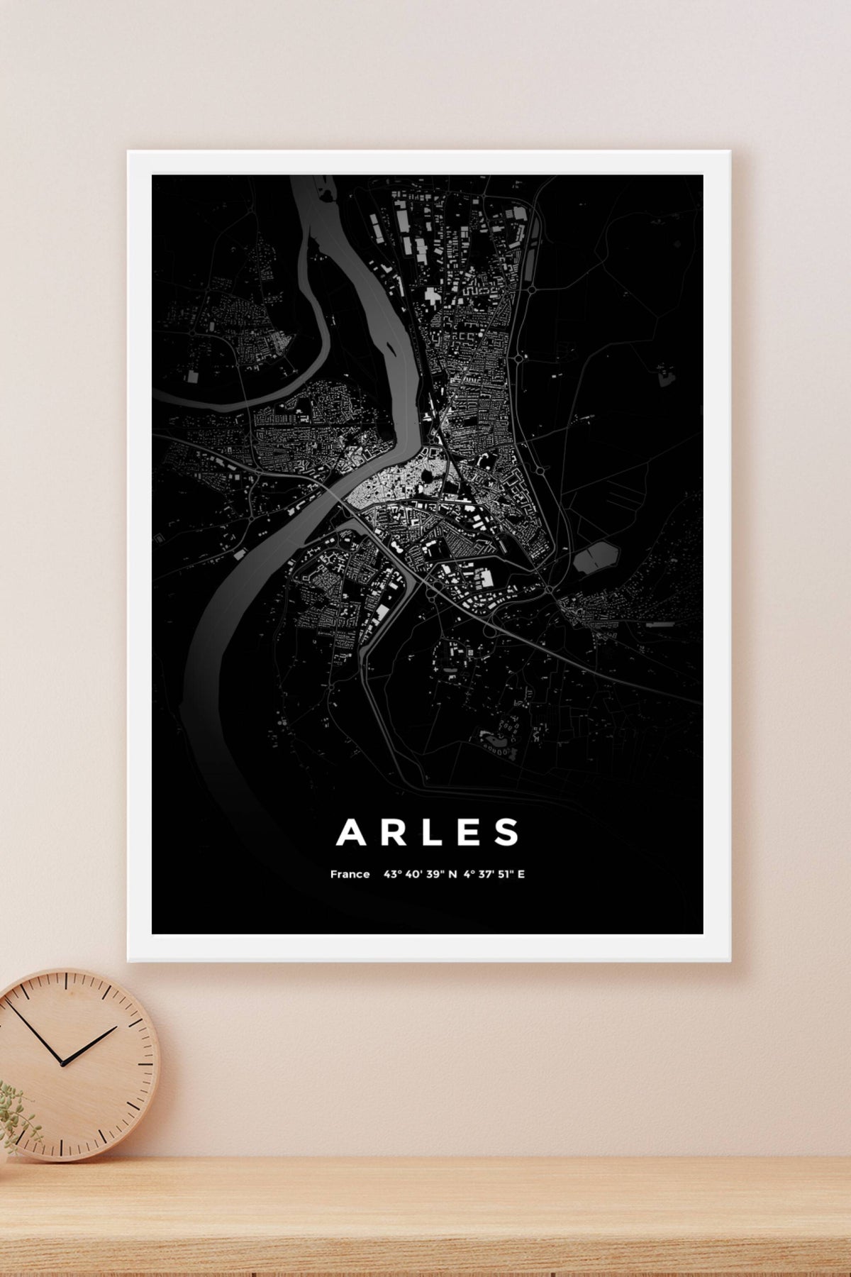 Carte d'Arles nuit - Affiche personnalisée