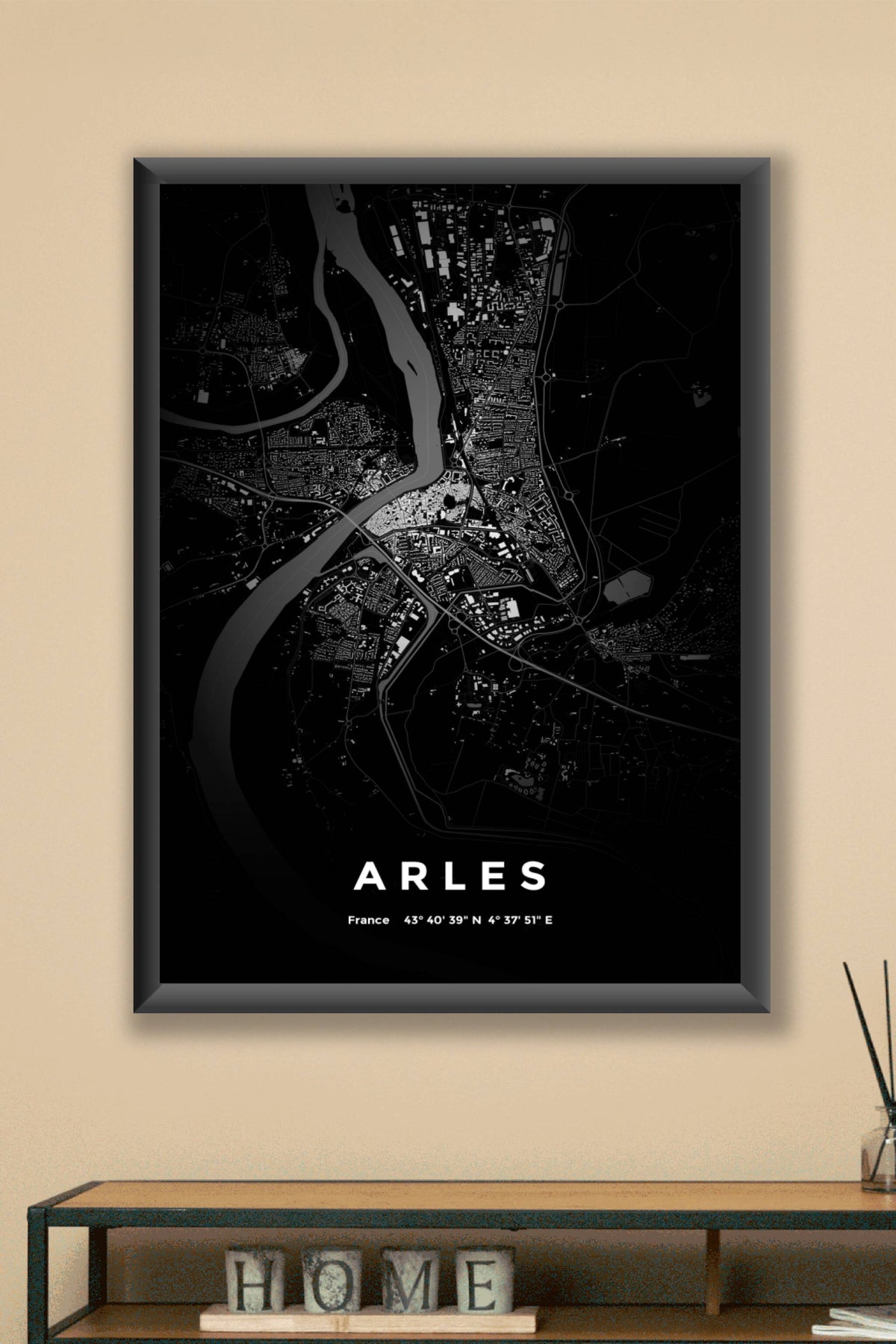 Carte d'Arles nuit - Affiche personnalisée