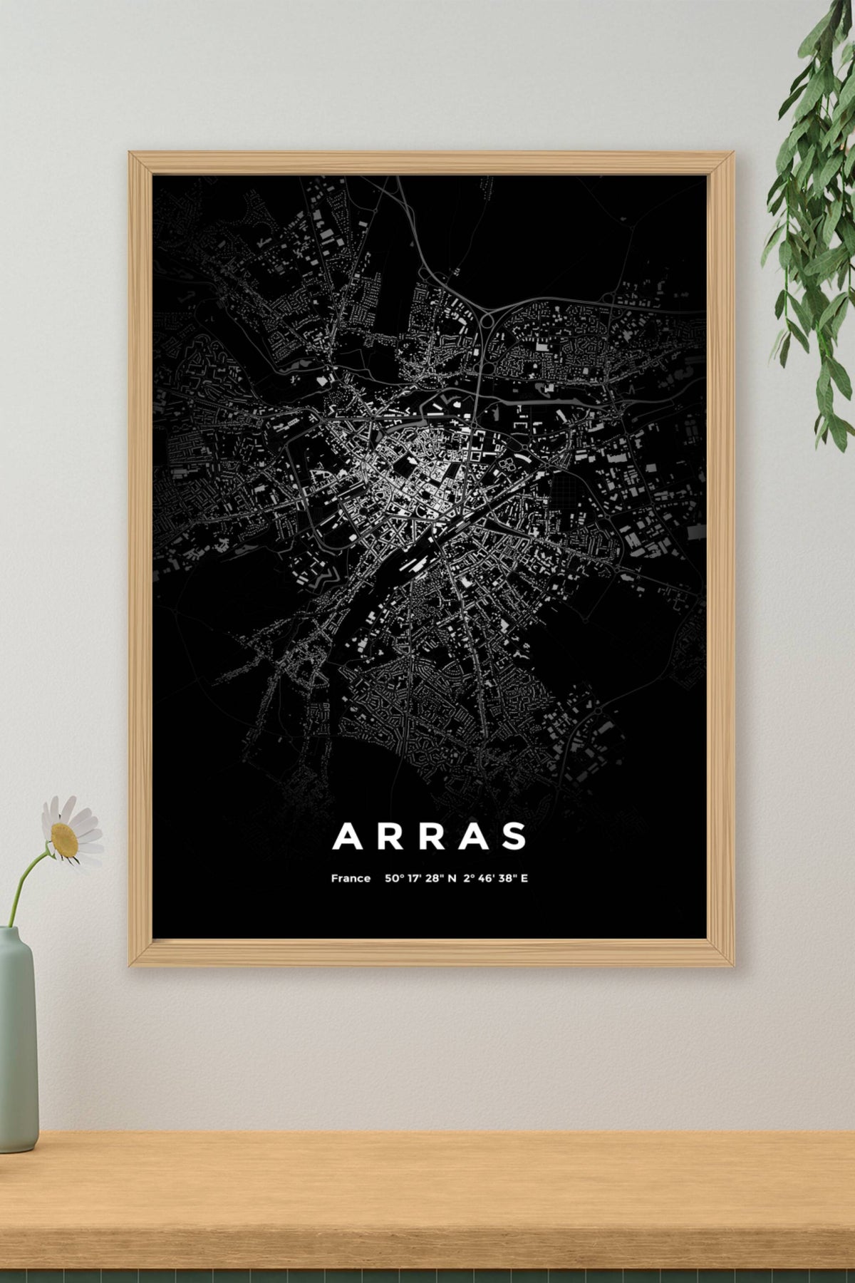 Carte d'Arras nuit - Affiche personnalisée