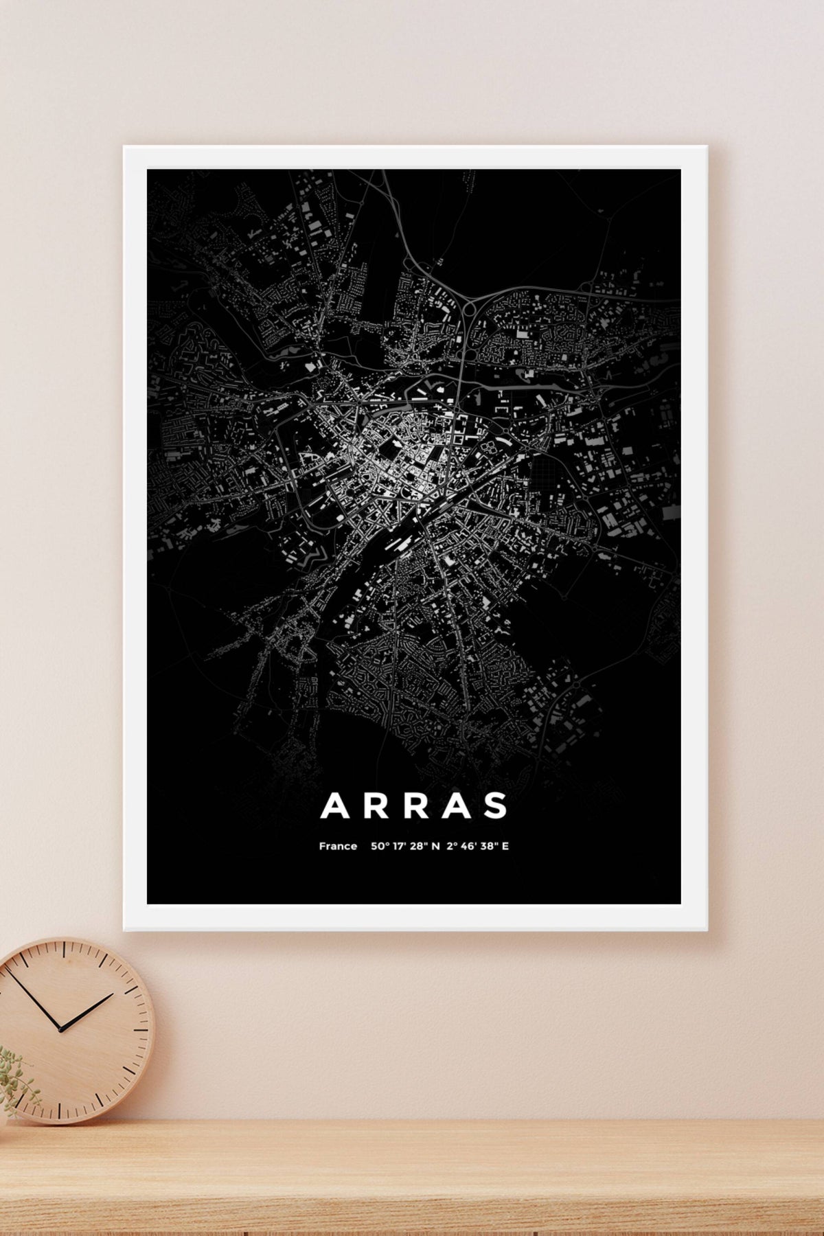 Carte d'Arras nuit - Affiche personnalisée