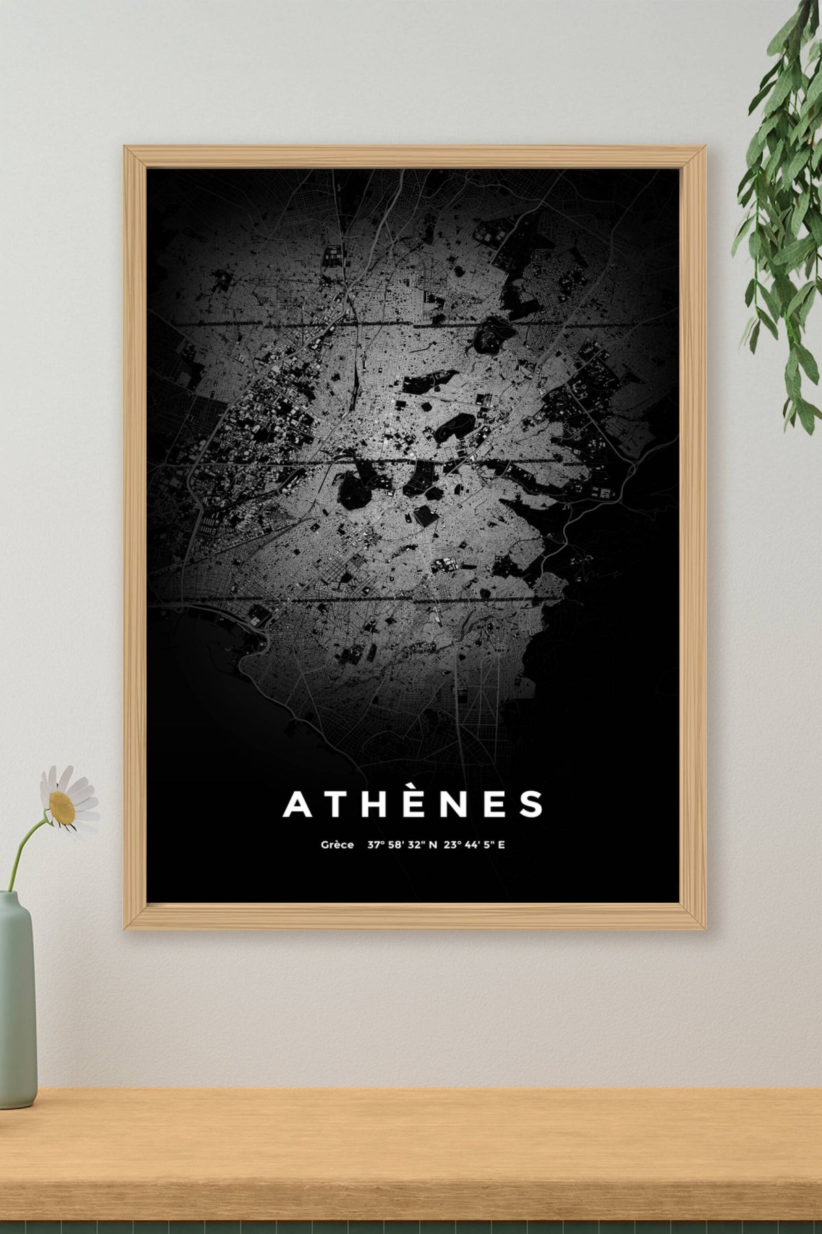 Carte d'Athènes nuit - Affiche personnalisée