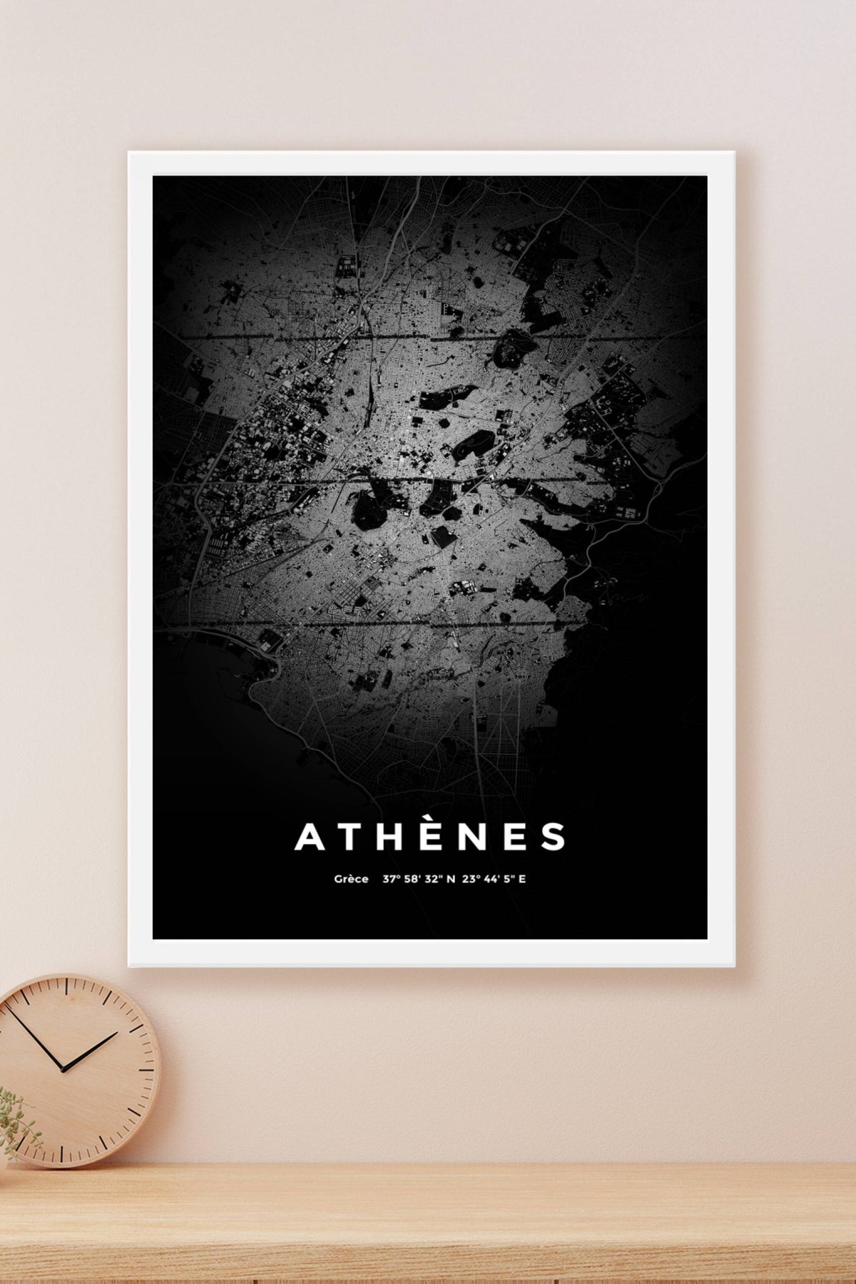 Carte d'Athènes nuit - Affiche personnalisée