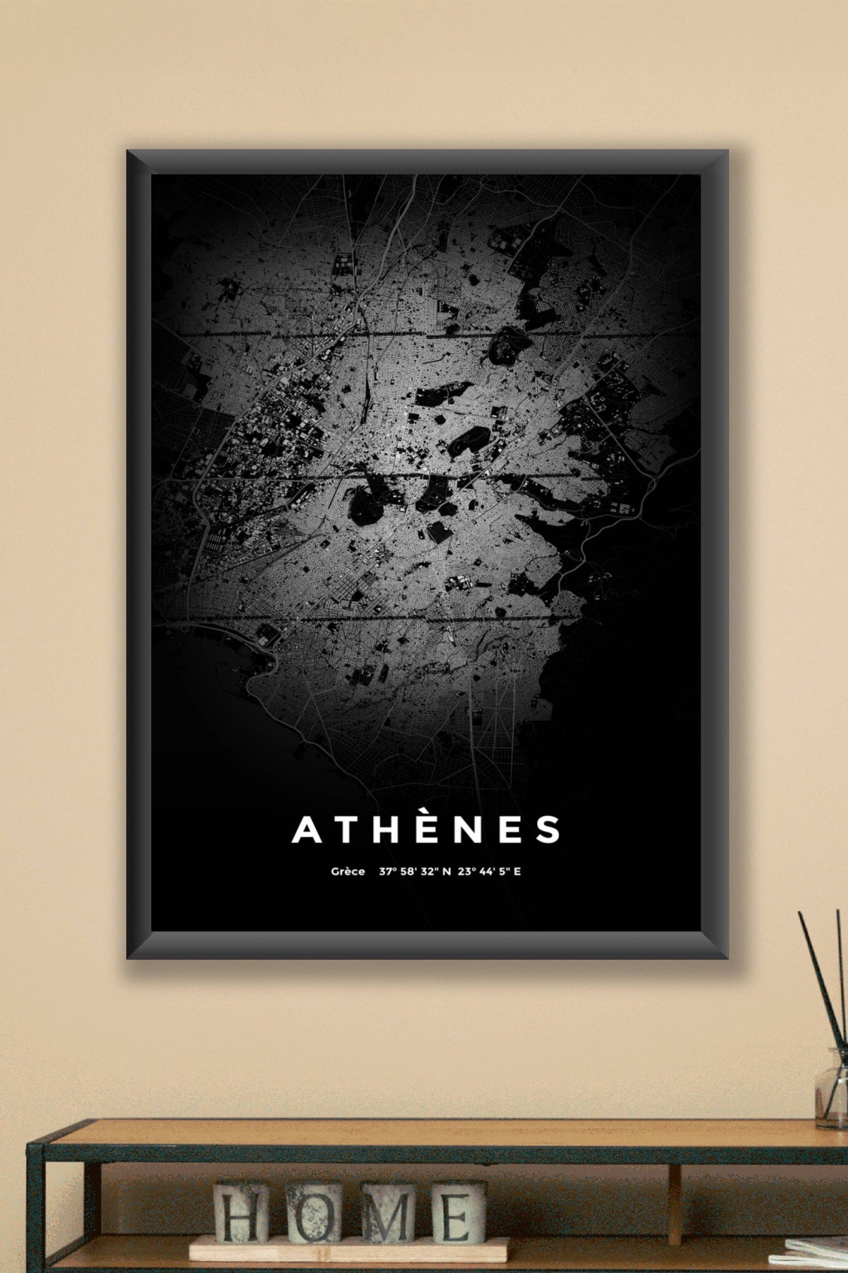 Carte d'Athènes nuit - Affiche personnalisée
