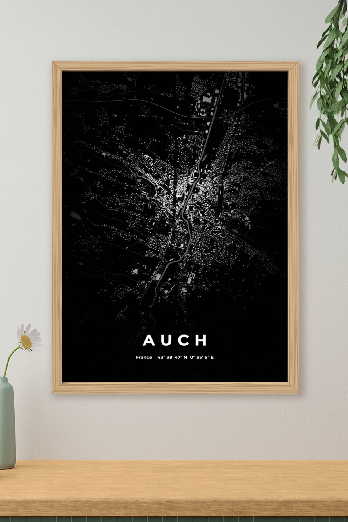 Carte d'Auch nuit - Affiche personnalisée