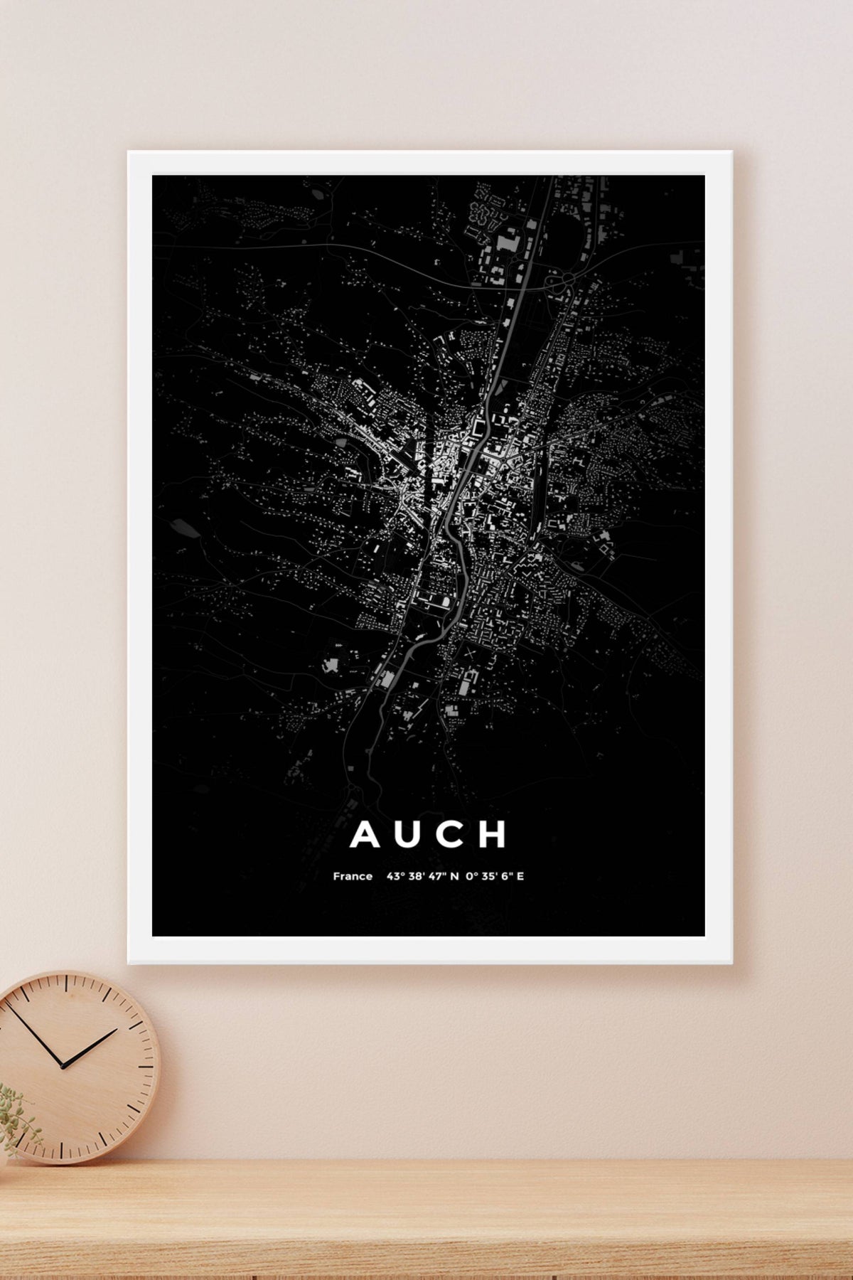 Carte d'Auch nuit - Affiche personnalisée