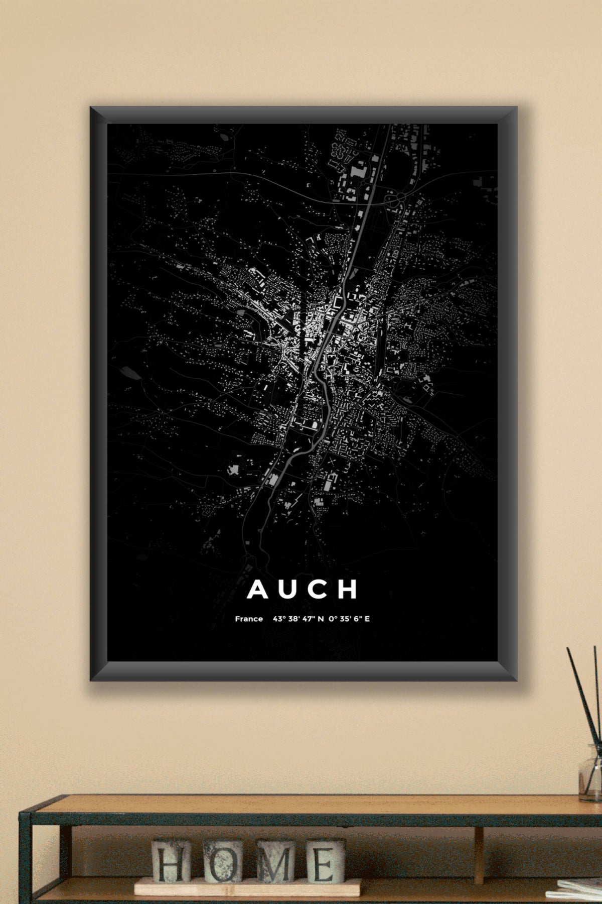 Carte d'Auch nuit - Affiche personnalisée
