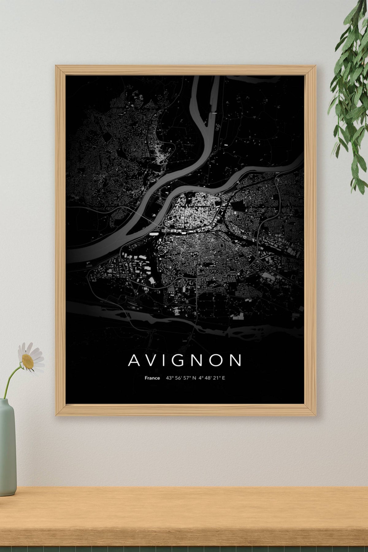 Carte d'Avignon nuit - Affiche personnalisée
