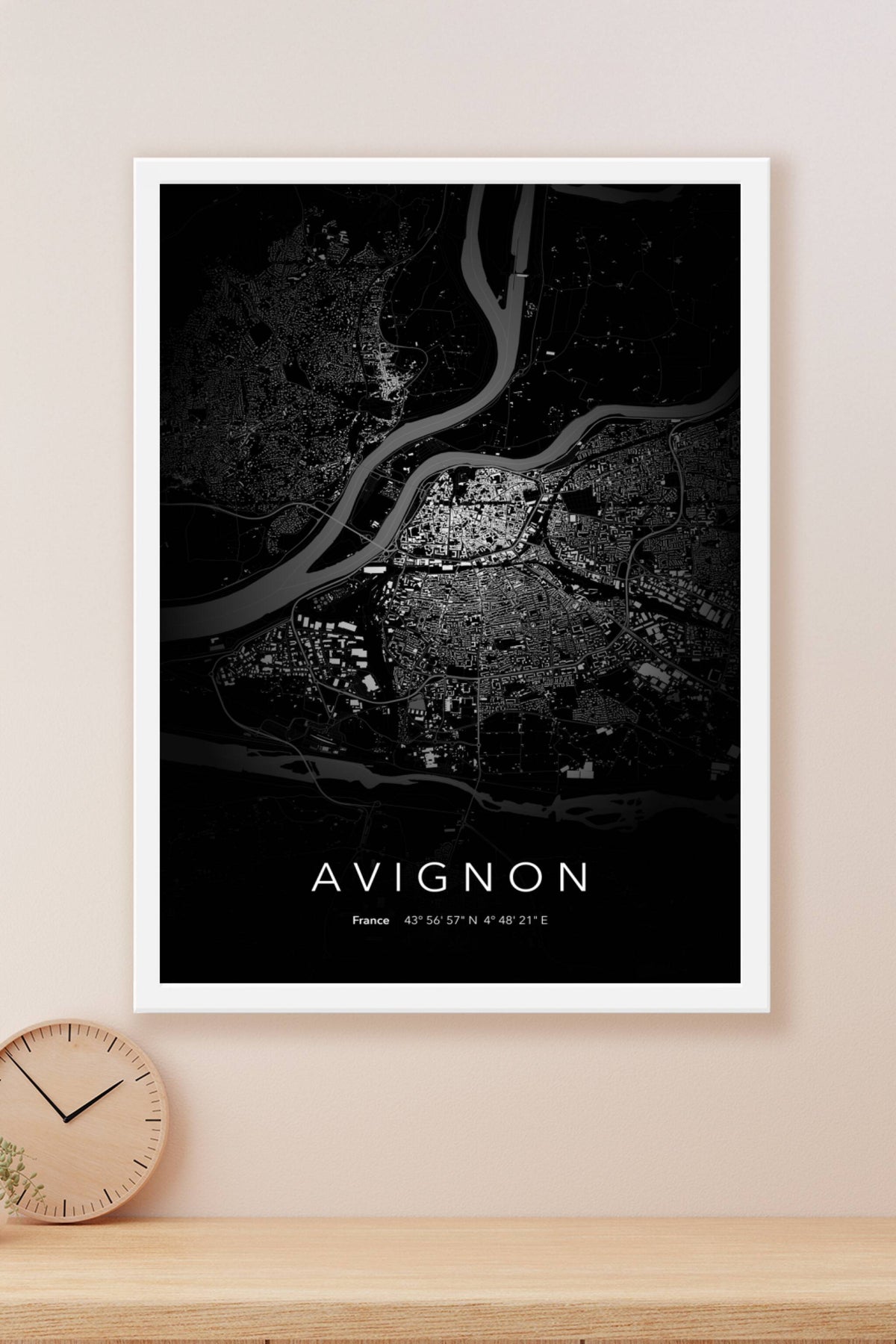 Carte d'Avignon nuit - Affiche personnalisée