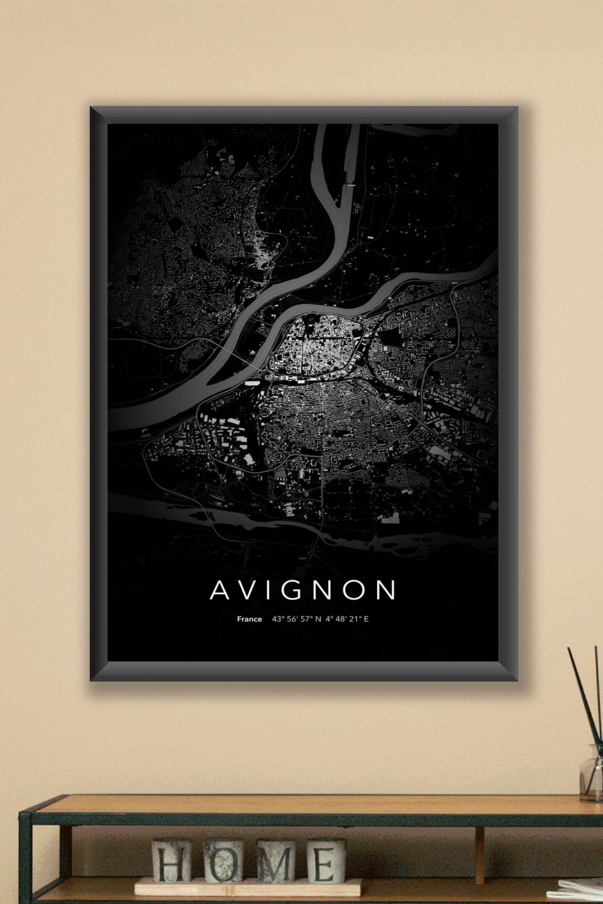 Carte d'Avignon nuit - Affiche personnalisée