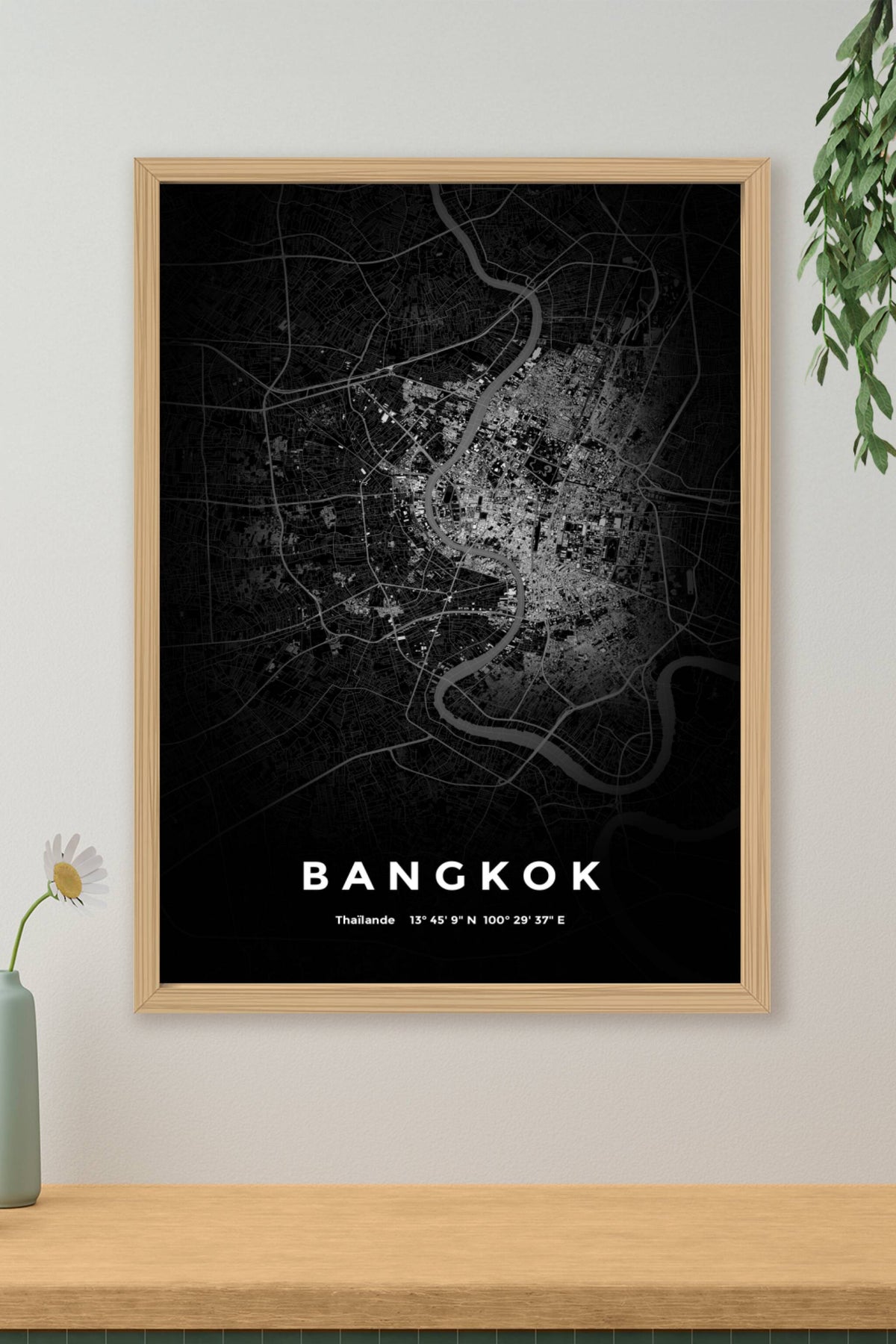 Carte de Bangkok nuit - Affiche personnalisée