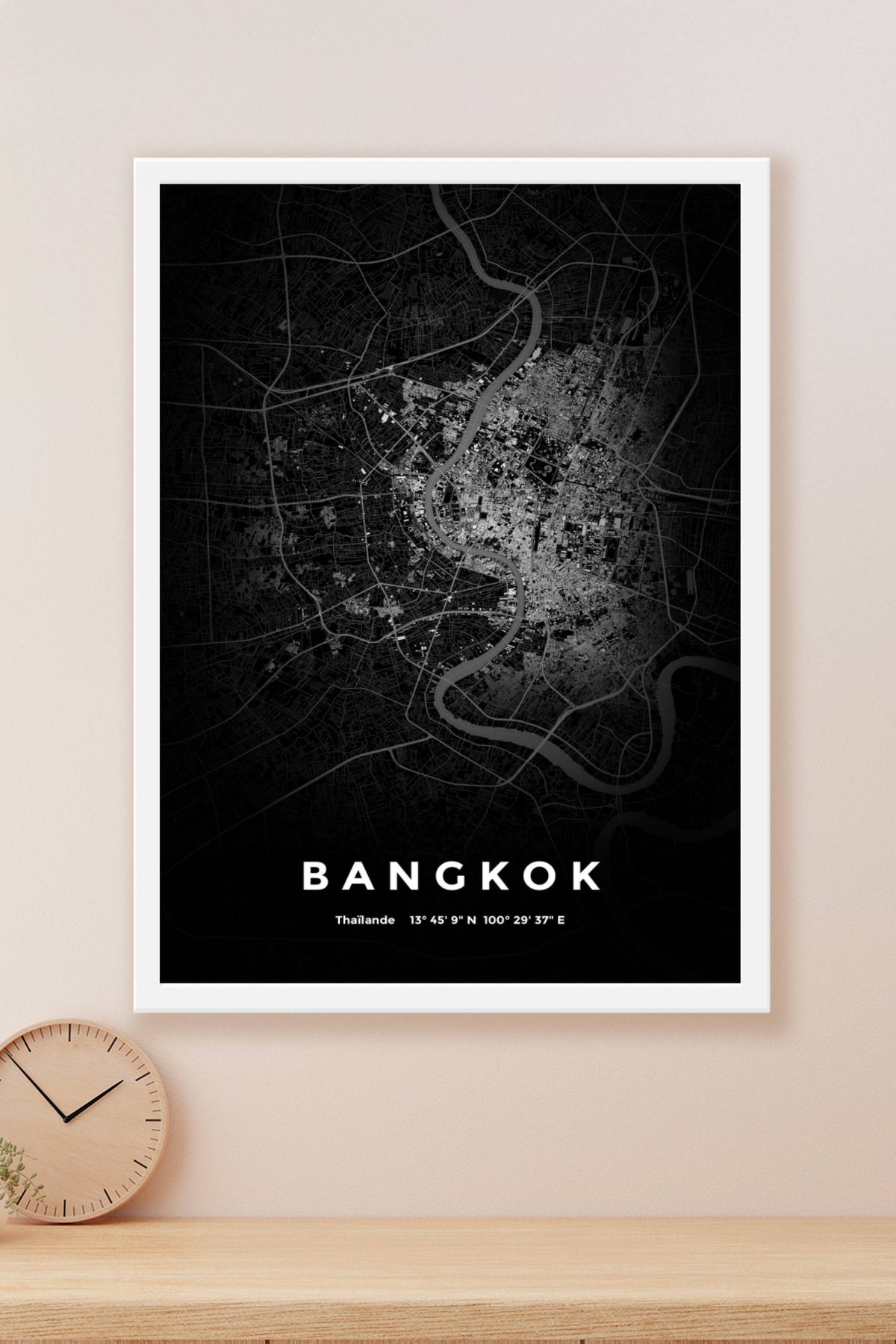 Carte de Bangkok nuit - Affiche personnalisée