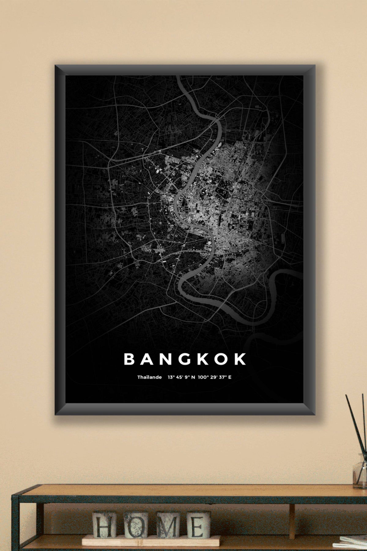 Carte de Bangkok nuit - Affiche personnalisée