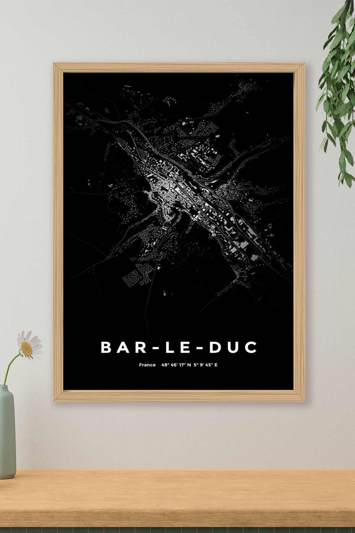 Carte de Bar-le-Duc nuit - Affiche personnalisée
