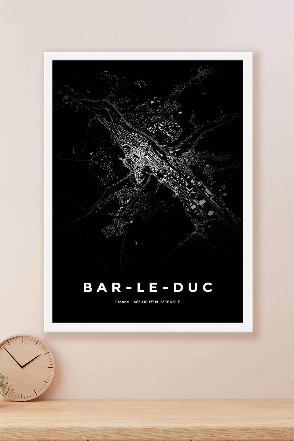 Carte de Bar-le-Duc nuit - Affiche personnalisée