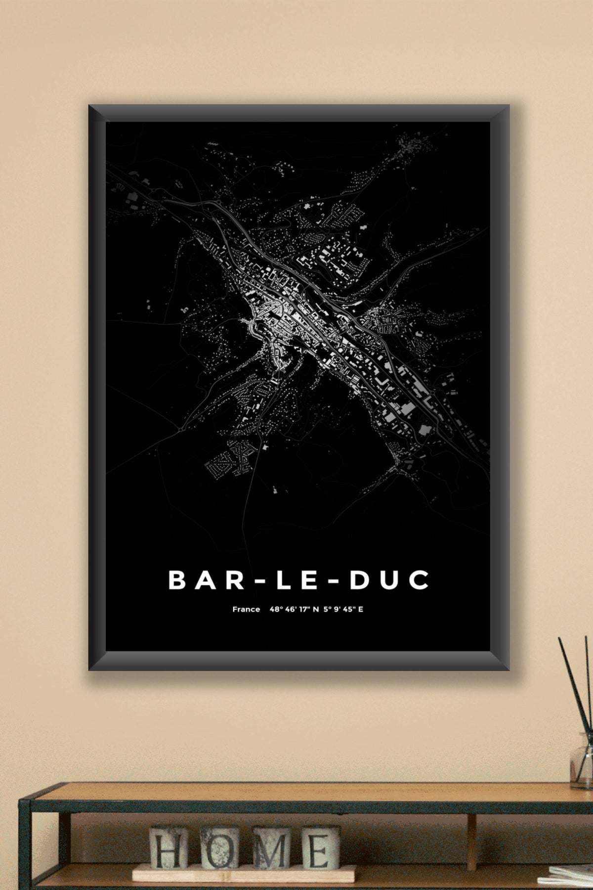 Carte de Bar-le-Duc nuit - Affiche personnalisée