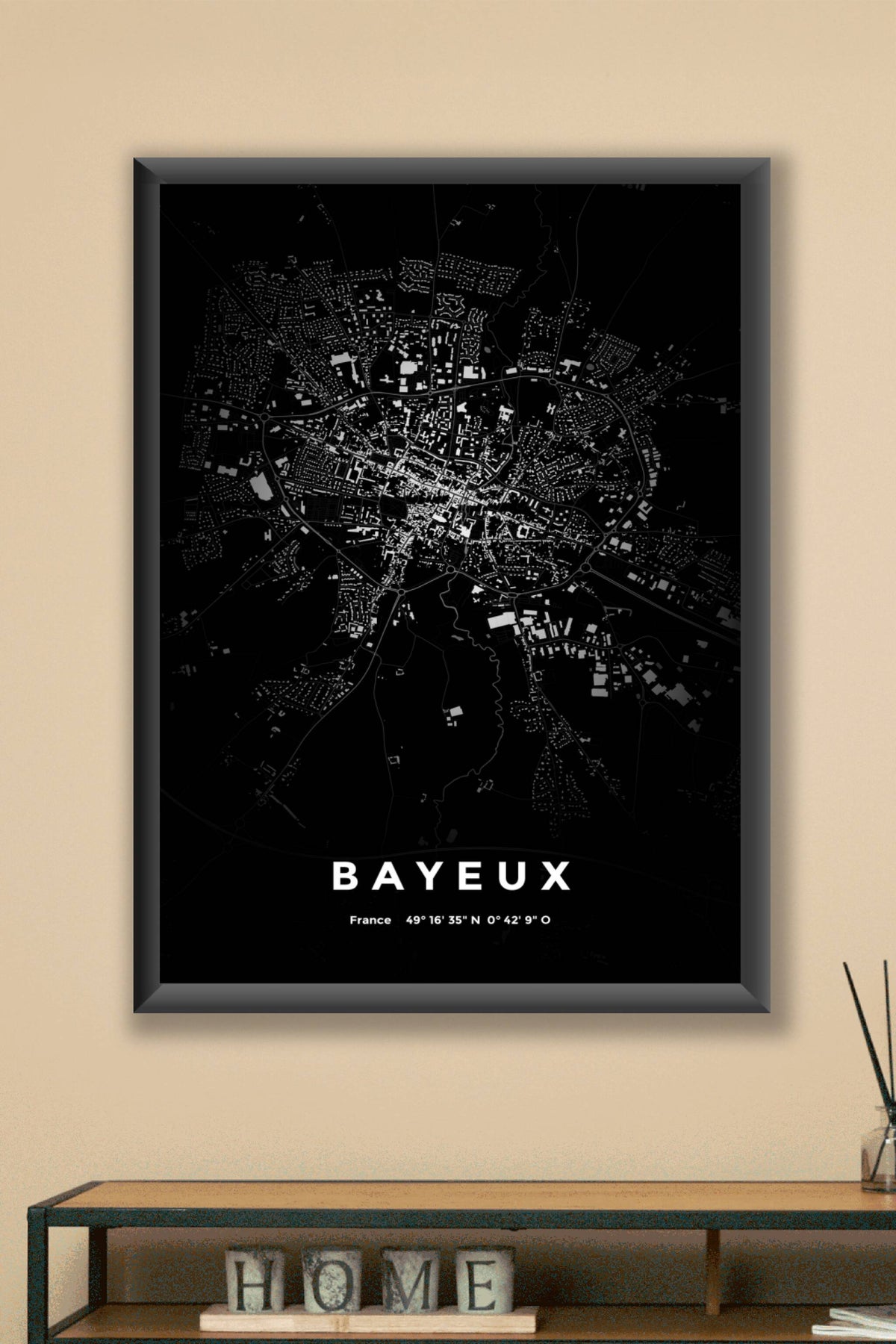 Carte de Bayeux nuit - Affiche personnalisée