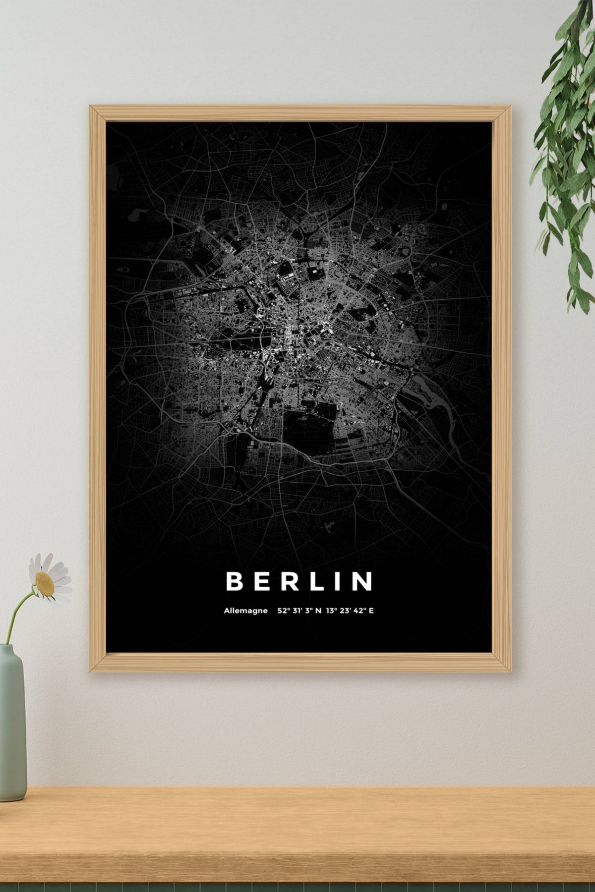 Carte de Berlin nuit - Affiche personnalisée