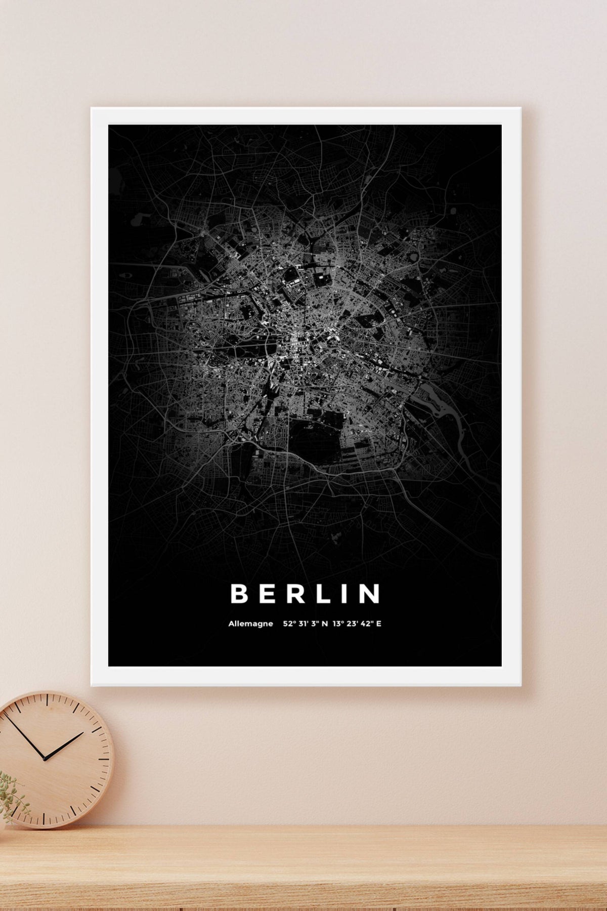 Carte de Berlin nuit - Affiche personnalisée