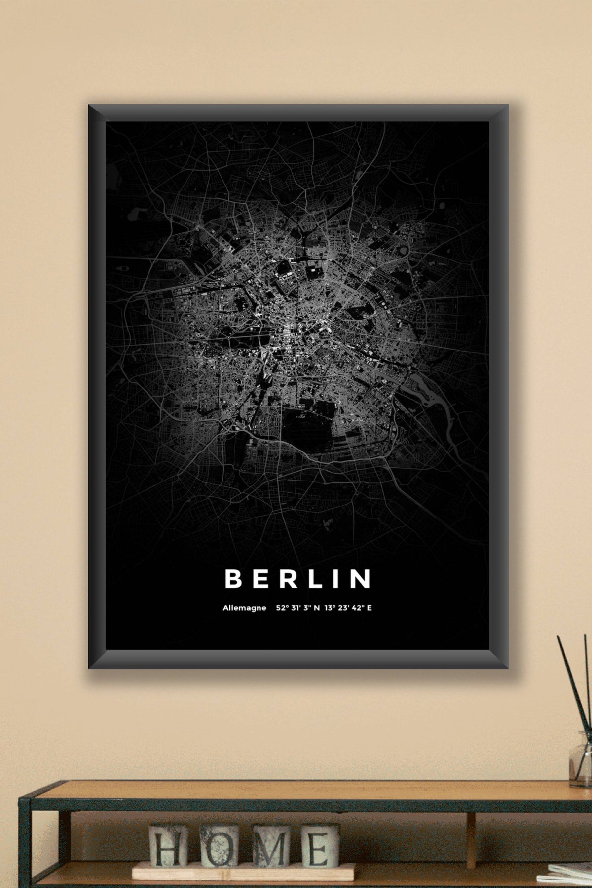 Carte de Berlin nuit - Affiche personnalisée