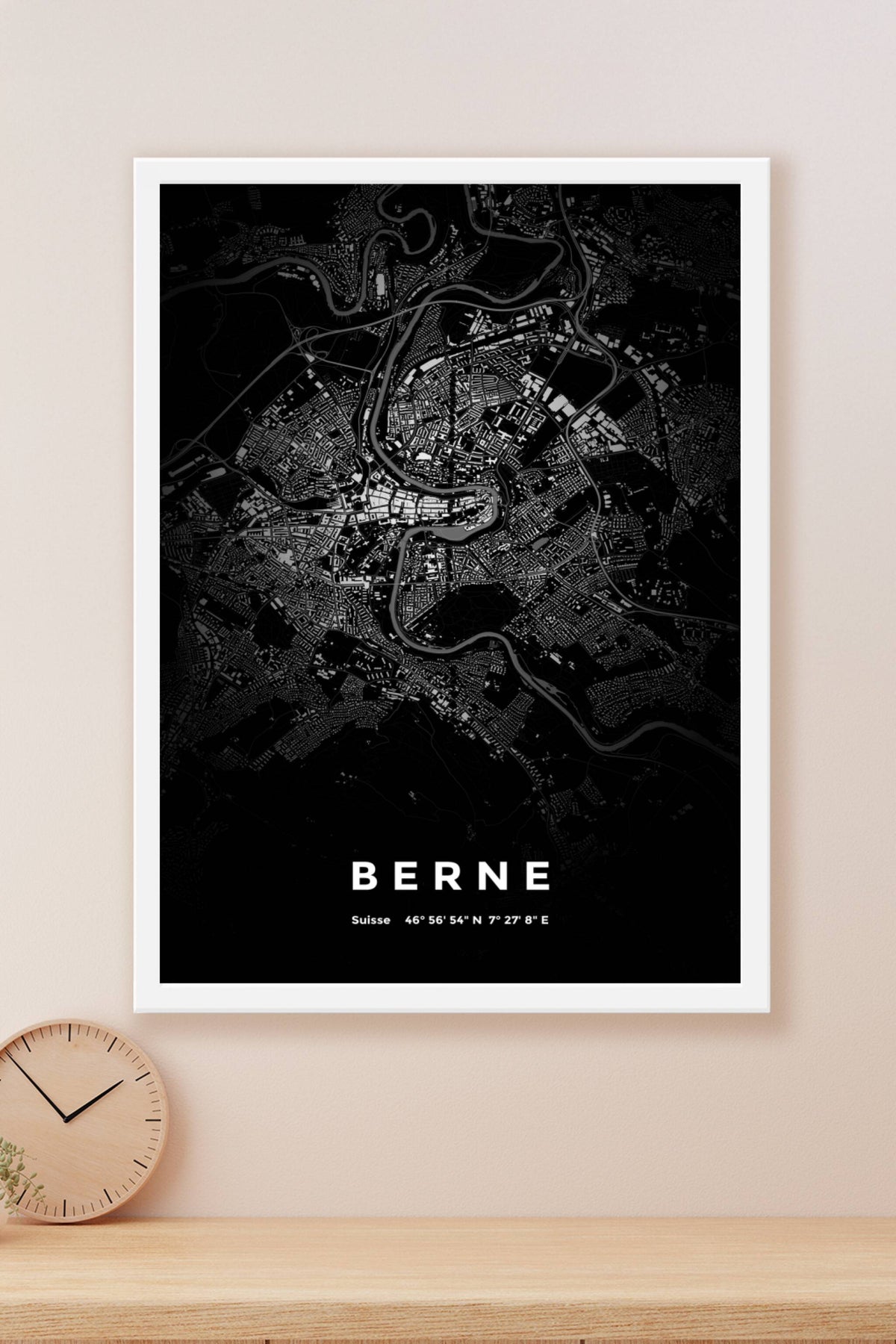 Carte de Berne nuit - Affiche personnalisée