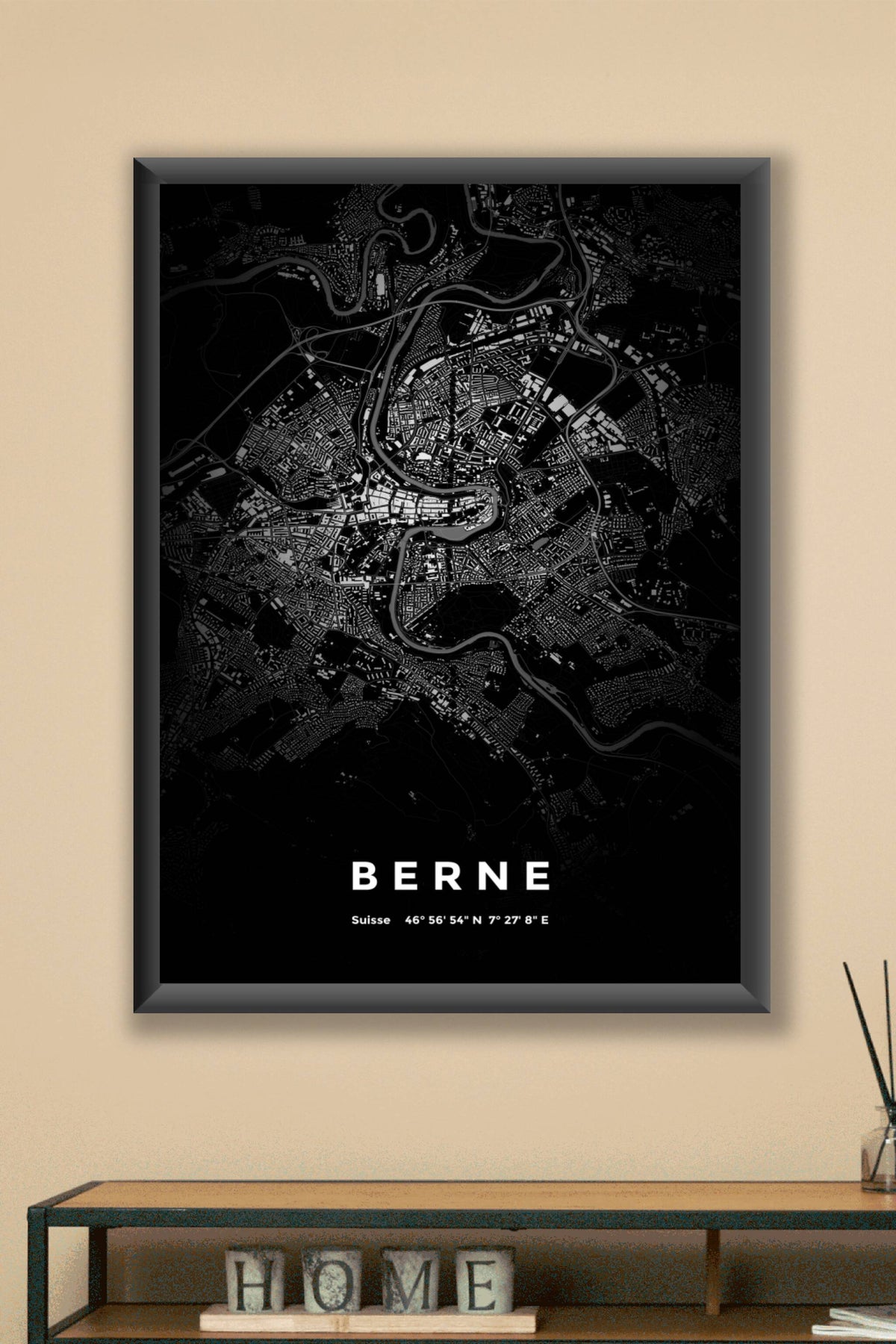 Carte de Berne nuit - Affiche personnalisée