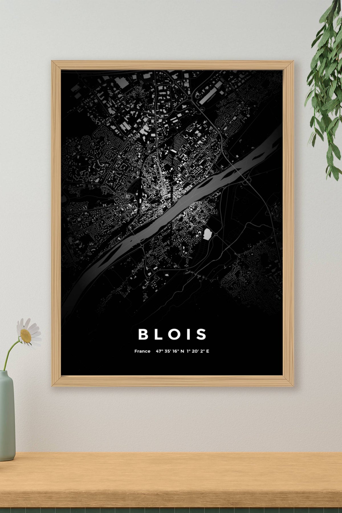 Carte de Blois nuit - Affiche personnalisée