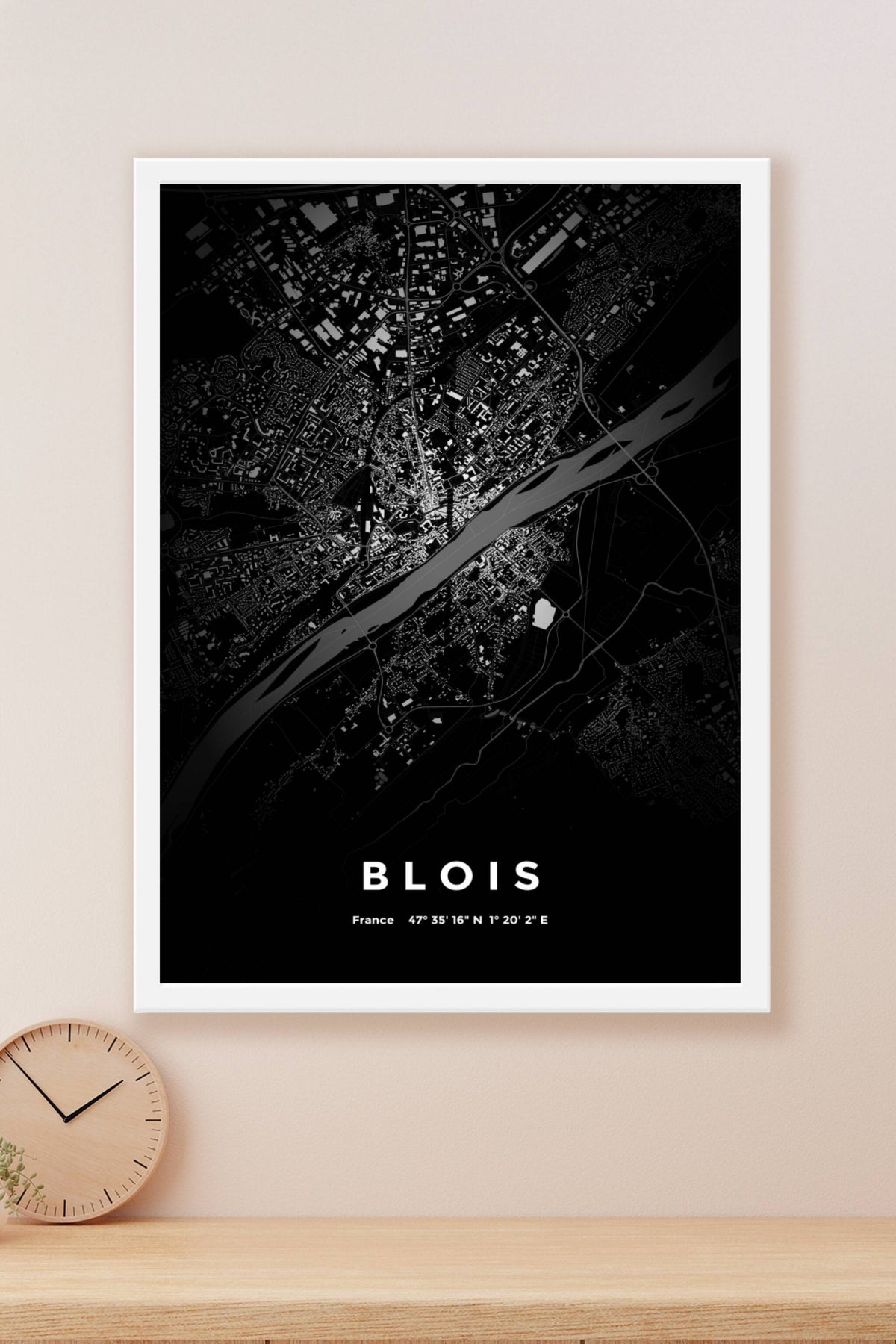Carte de Blois nuit - Affiche personnalisée