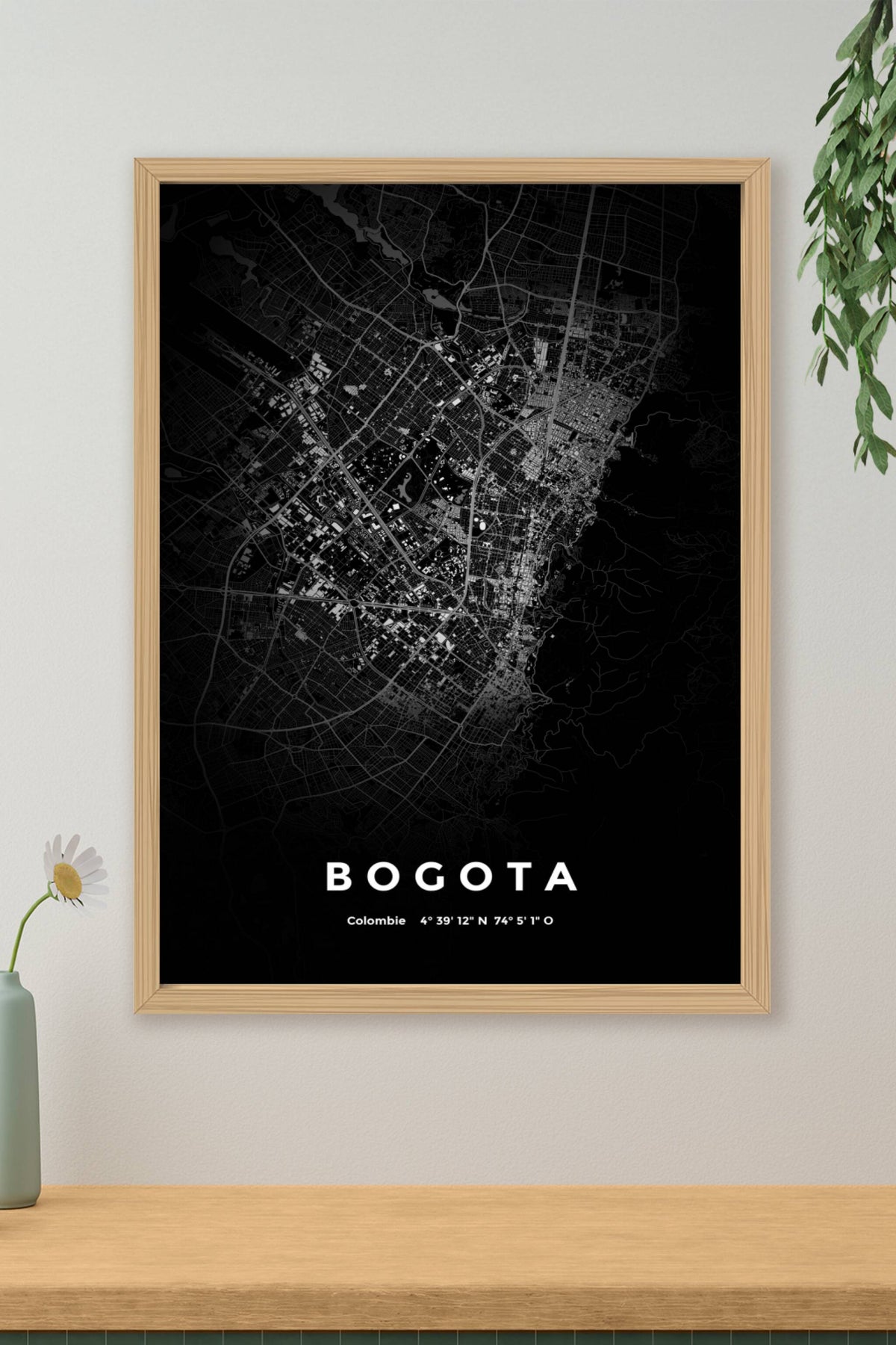 Carte de Bogota nuit - Affiche personnalisée