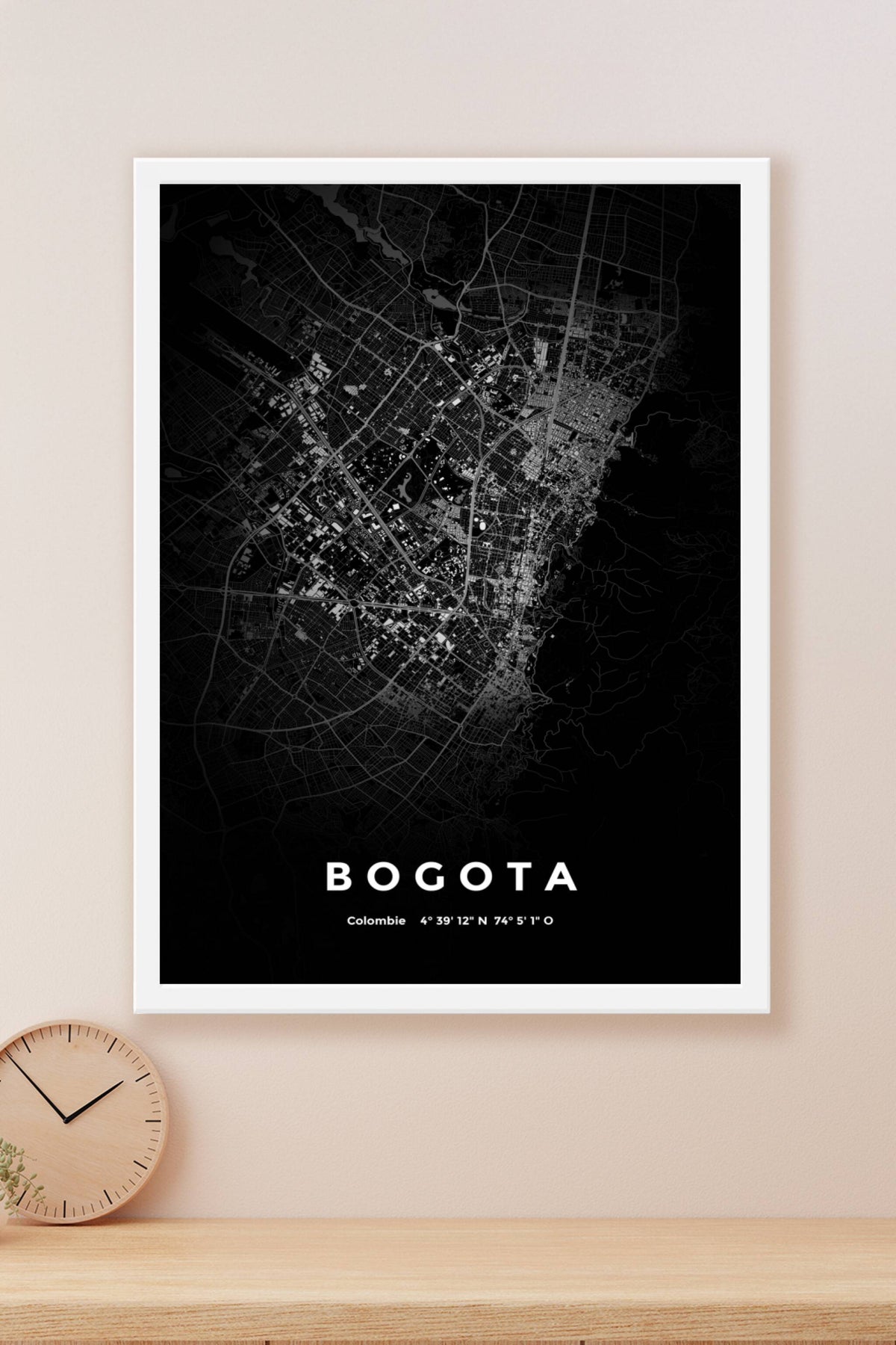 Carte de Bogota nuit - Affiche personnalisée