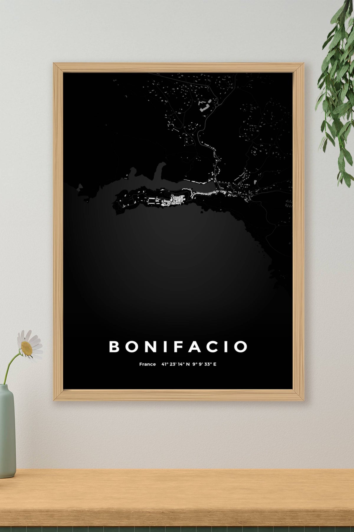 Carte de Bonifacio nuit - Affiche personnalisée