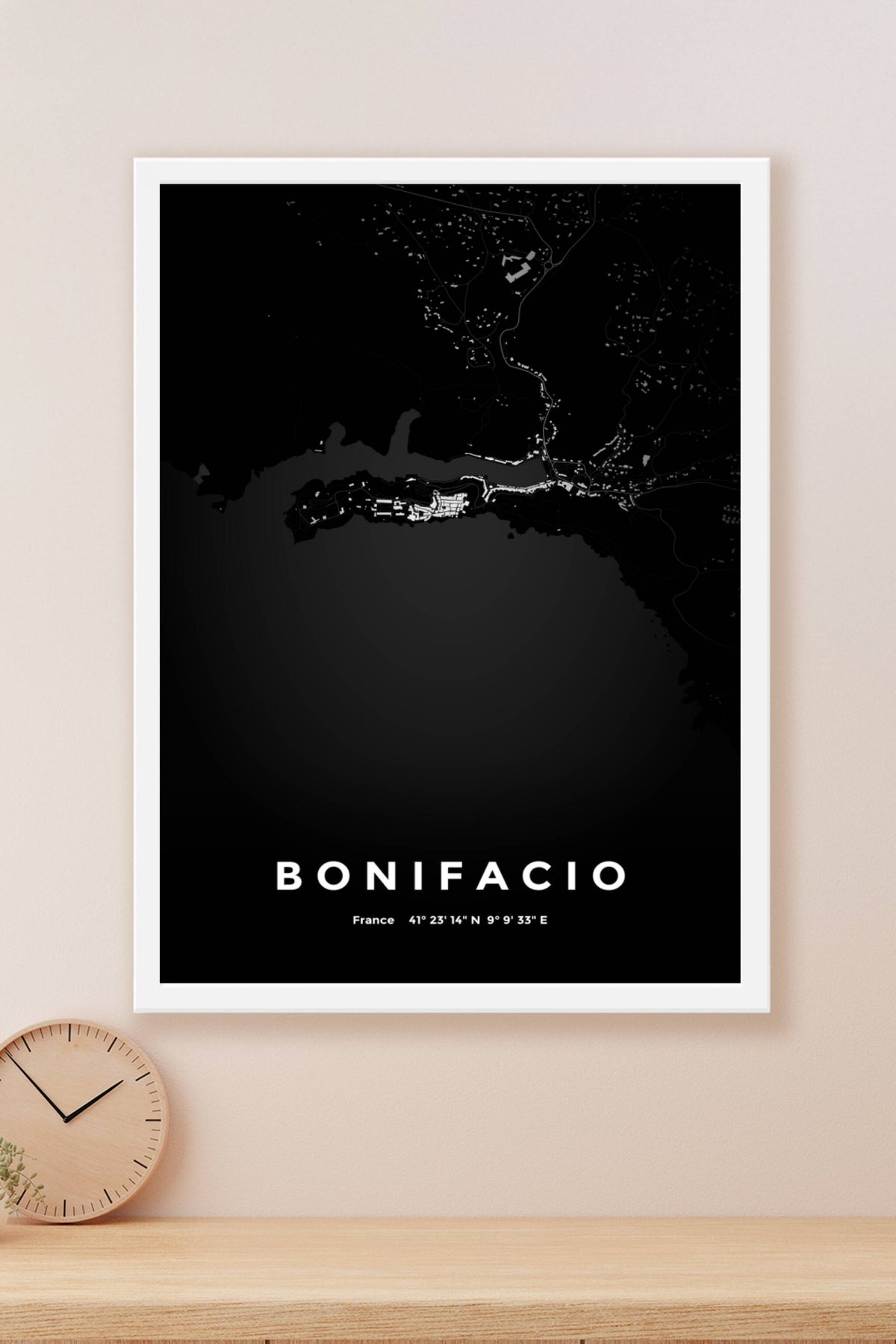 Carte de Bonifacio nuit - Affiche personnalisée